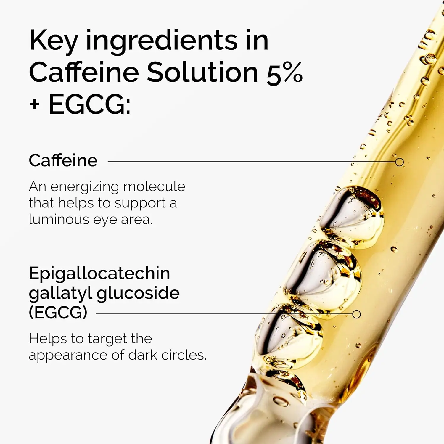 Caffeine Eye Serum - with EGCG, Vitamin C, Hyaluronic Acid, Collagen, Caffeine Eye Lift Serum - Reduces Caffeine EGCG Essence