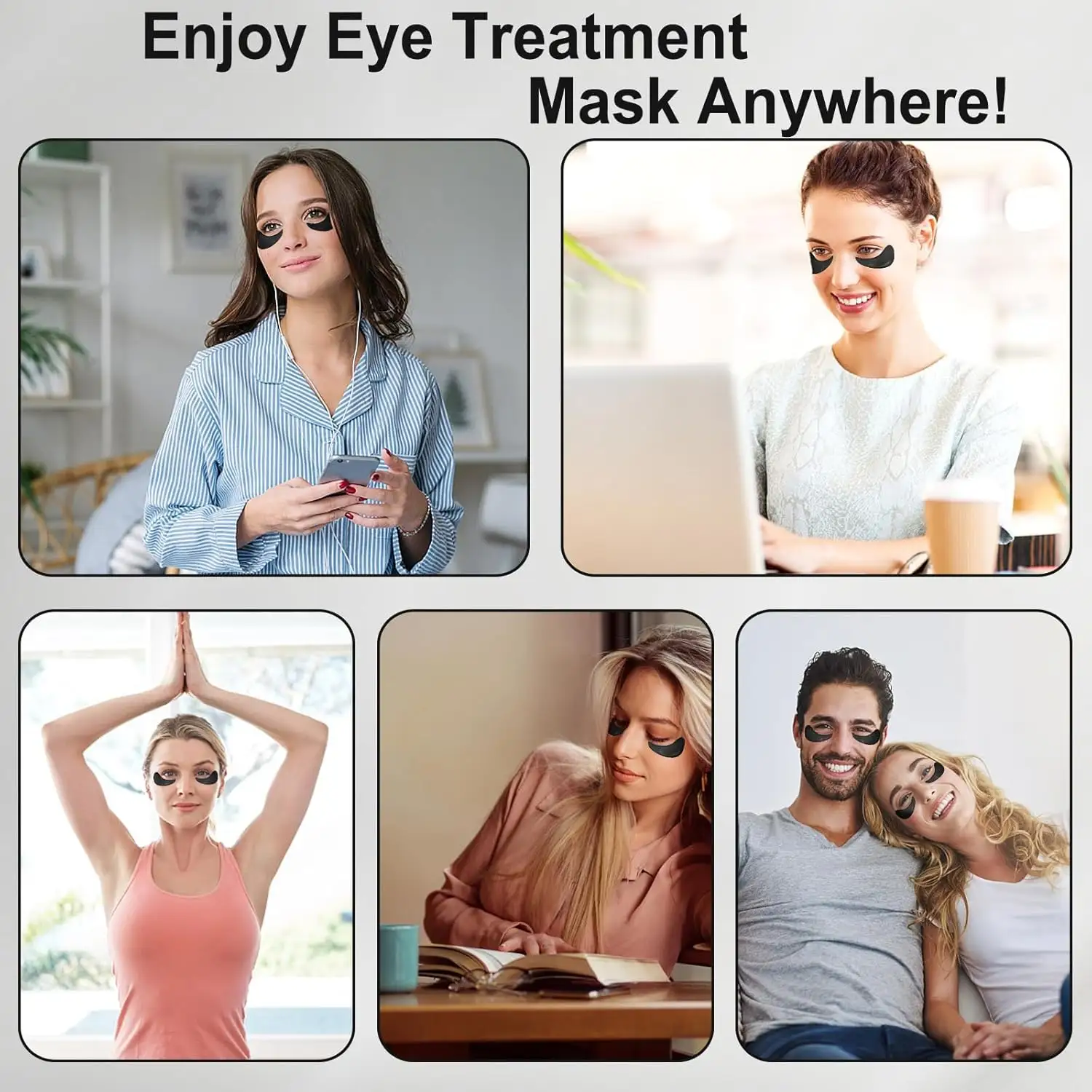 Eye Mask 30 Pairs Bamboo Charcoal Under Eye Patches Skin Care Products Eye Collagen Hyaluronic Acid Bamboo Charcoal Eye Mask