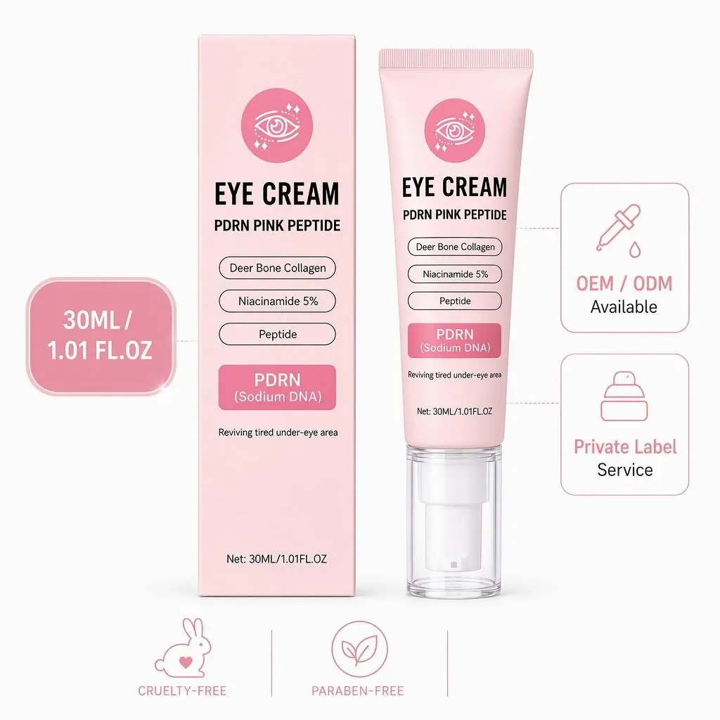 PDRN Eye Cream for Women Korean Salmon DNA Peptide Anti Wrinkle Eye Balm Reduce Under Eye Bags Dark Circles Fine Lines Aging OEM