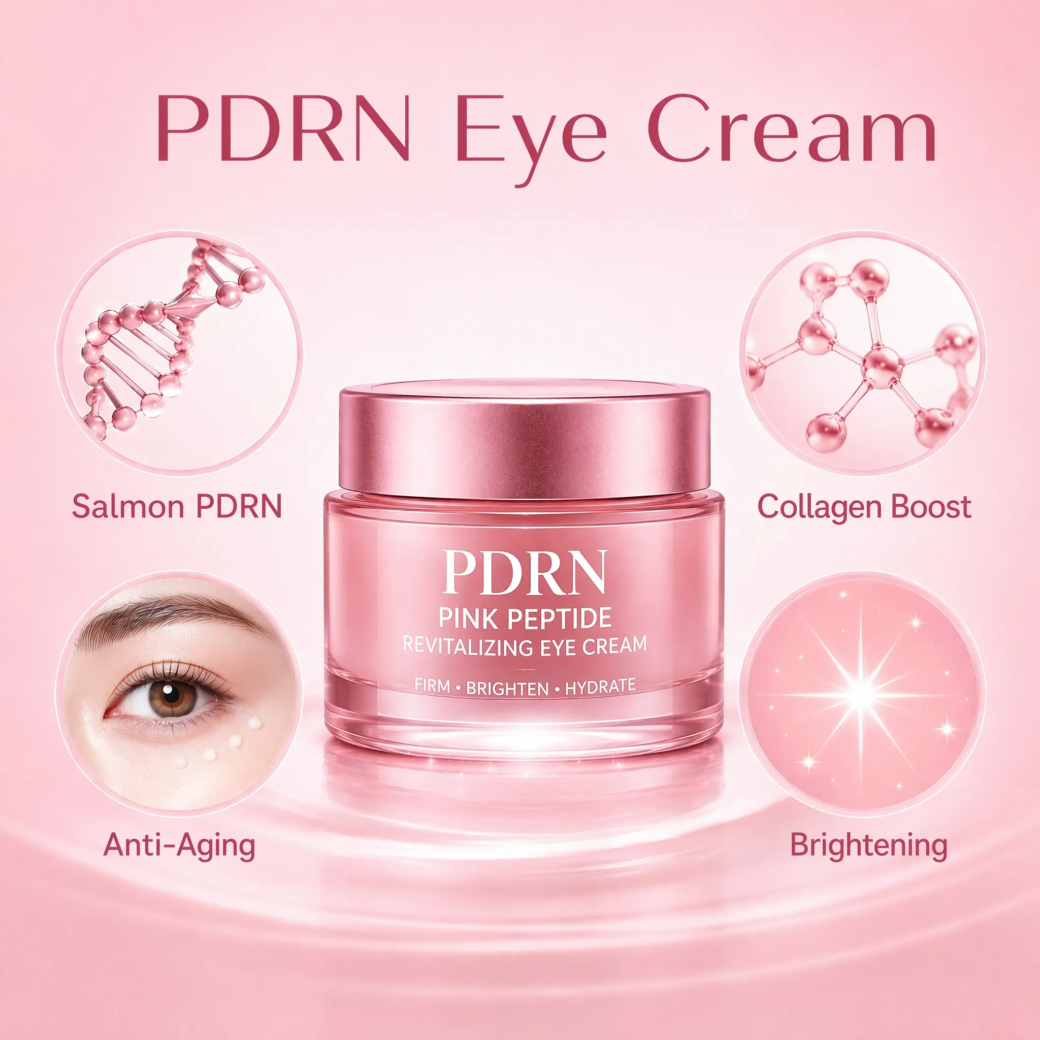 Salmon DNA PDRN Pink Peptide Eye Cream Anti Aging Remove Dark Circles Puffiness Fine Lines Firming Brightening Korean Skincare