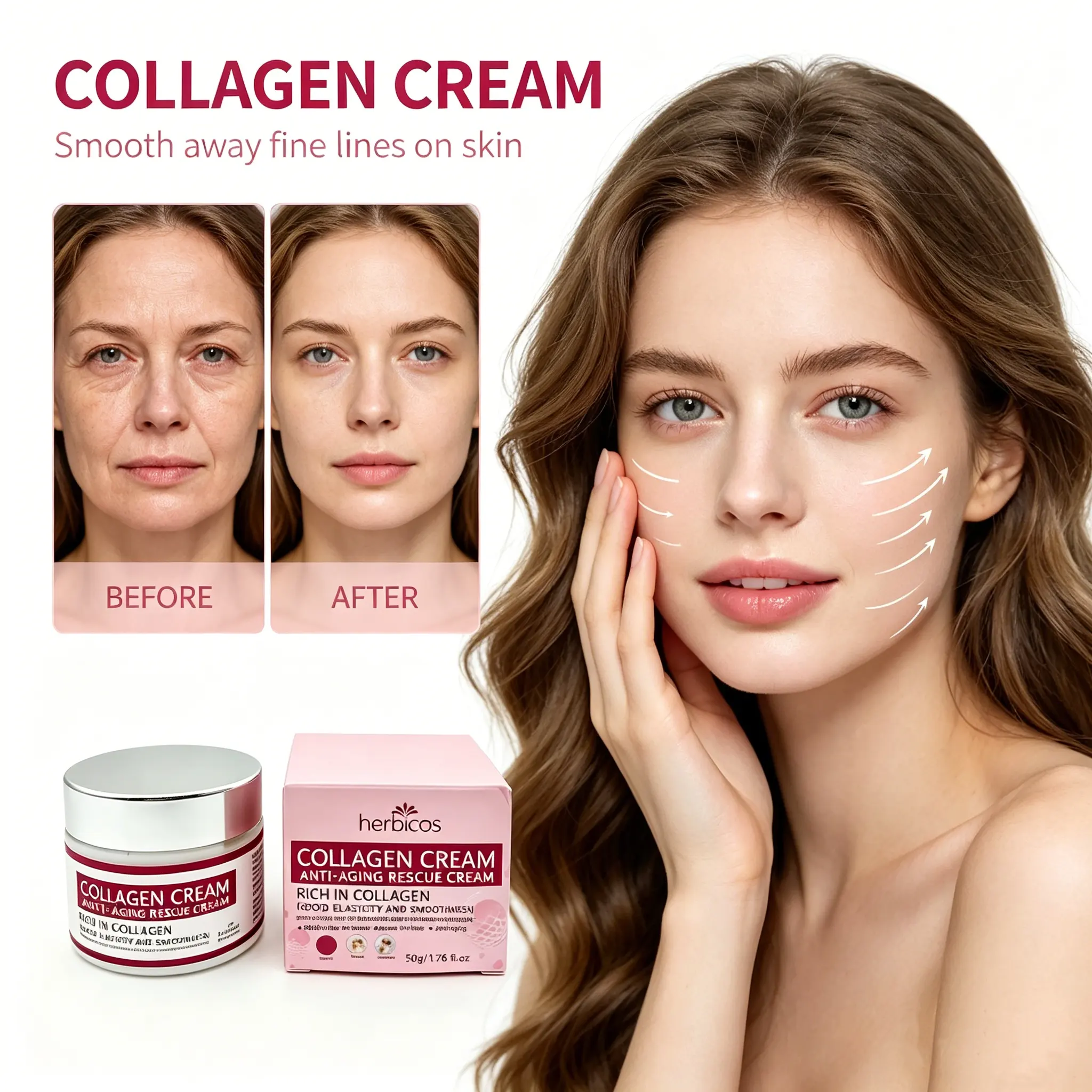 Private Label Anti Aging Collagen Face Cream Firming Moisturizing Whitening Lifting Anti Fine Lines Repair Facial SkinCare Cream
