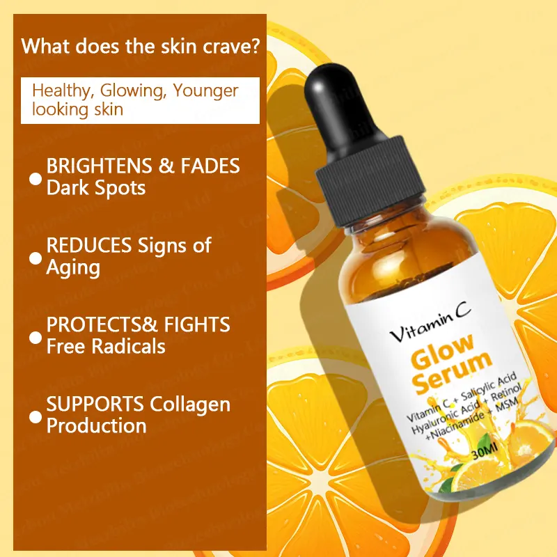 Oem Skincare Manufacturer plum 15% Vitamin c Serum Face Serum with Hyaluronic Acid Bleaching Facial Serum Vitamin C