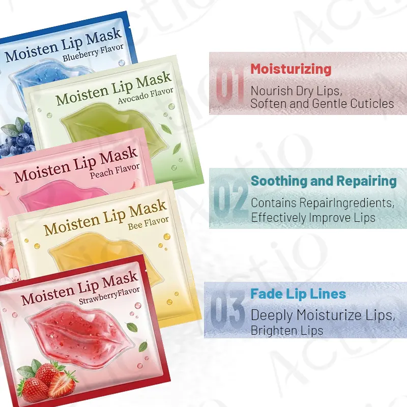 Hyaluronic Collagen Lip Mask Oem Soothing Lip Patch for Lip Care Hydrating Moisturizing Nourishing Exfoliating