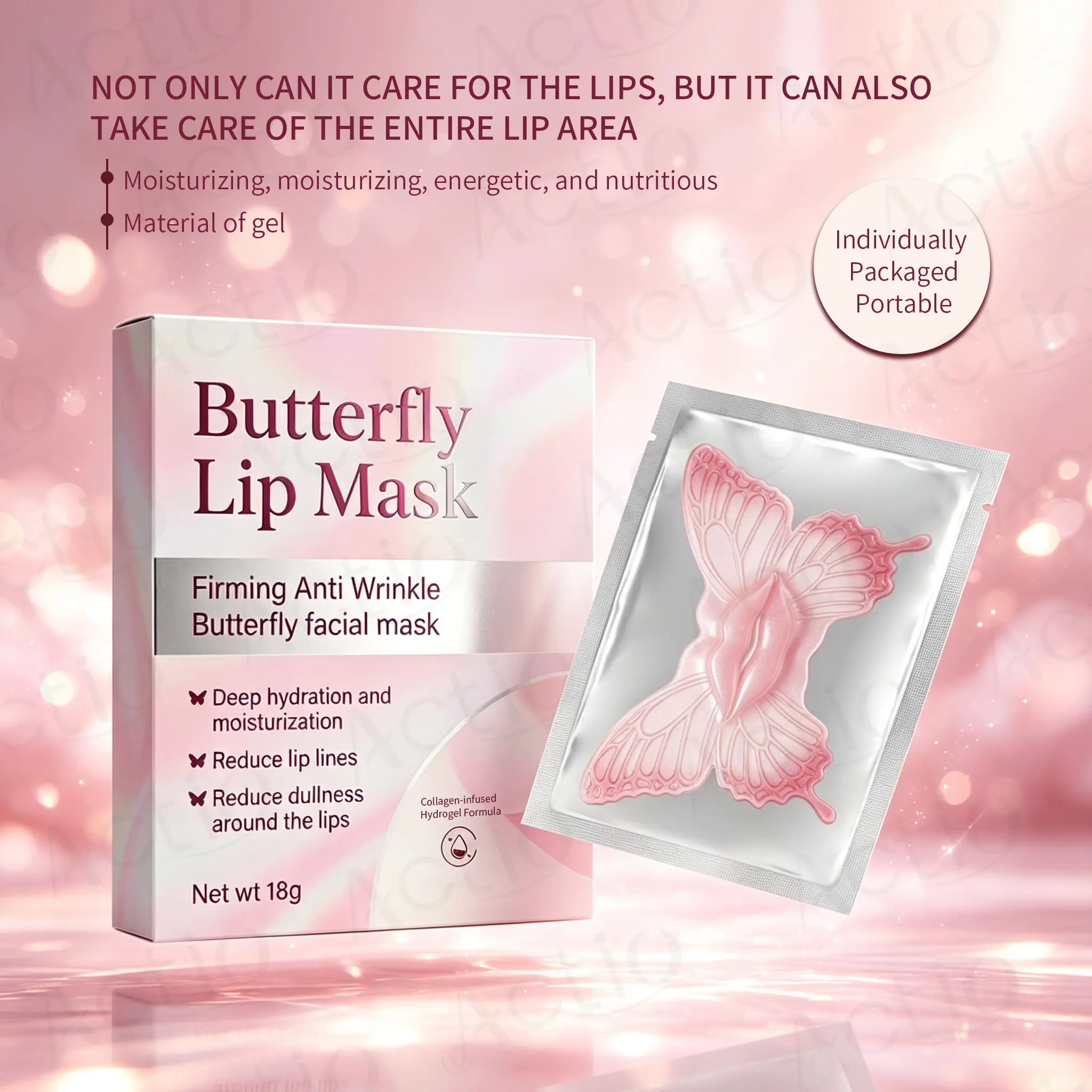 Vegan Butterfly Lip Caring Mask Hydrating for Dry Lips Firming Anti Wrinkle Lip Sleeping Mask