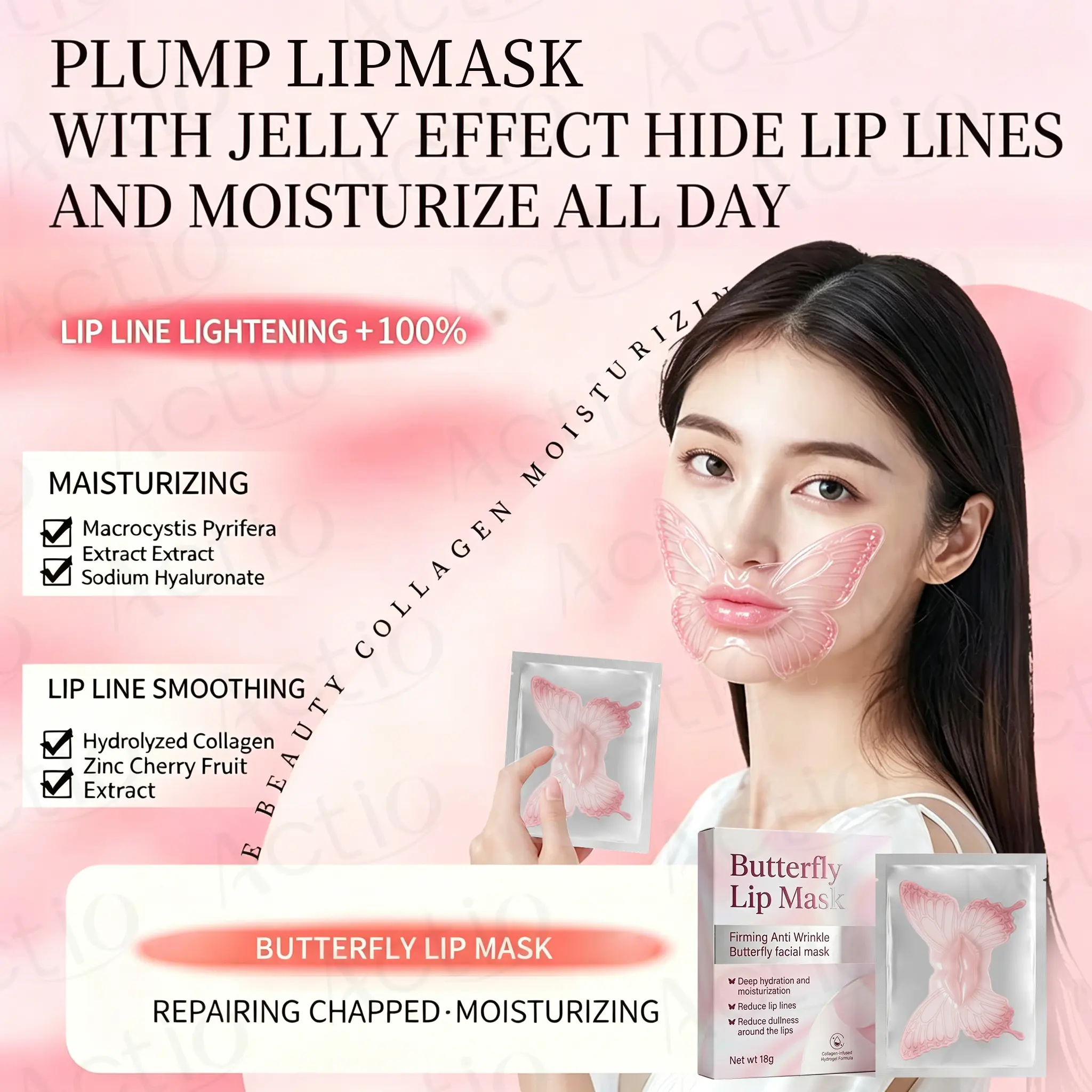 Vegan Butterfly Lip Caring Mask Hydrating for Dry Lips Firming Anti Wrinkle Lip Sleeping Mask