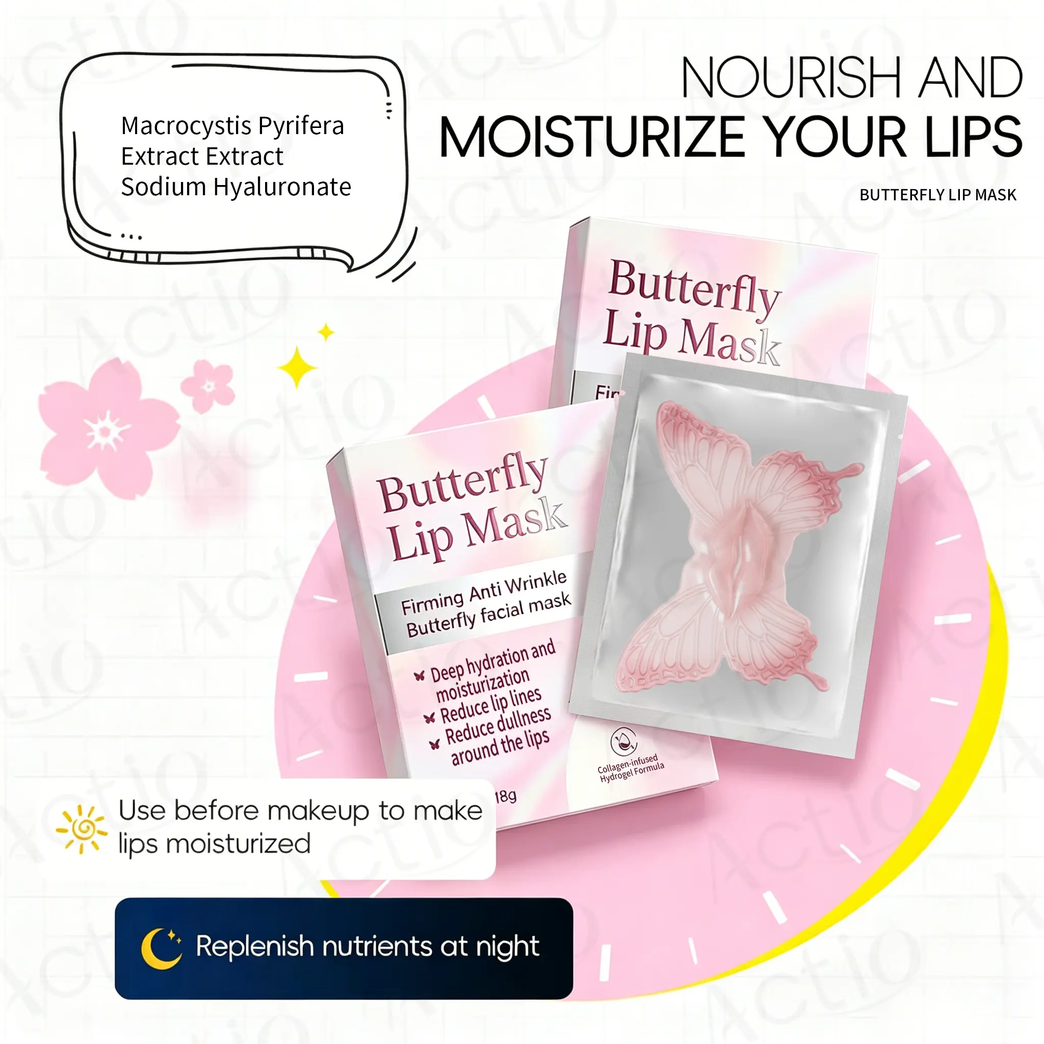 Vegan Butterfly Lip Caring Mask Hydrating for Dry Lips Firming Anti Wrinkle Lip Sleeping Mask