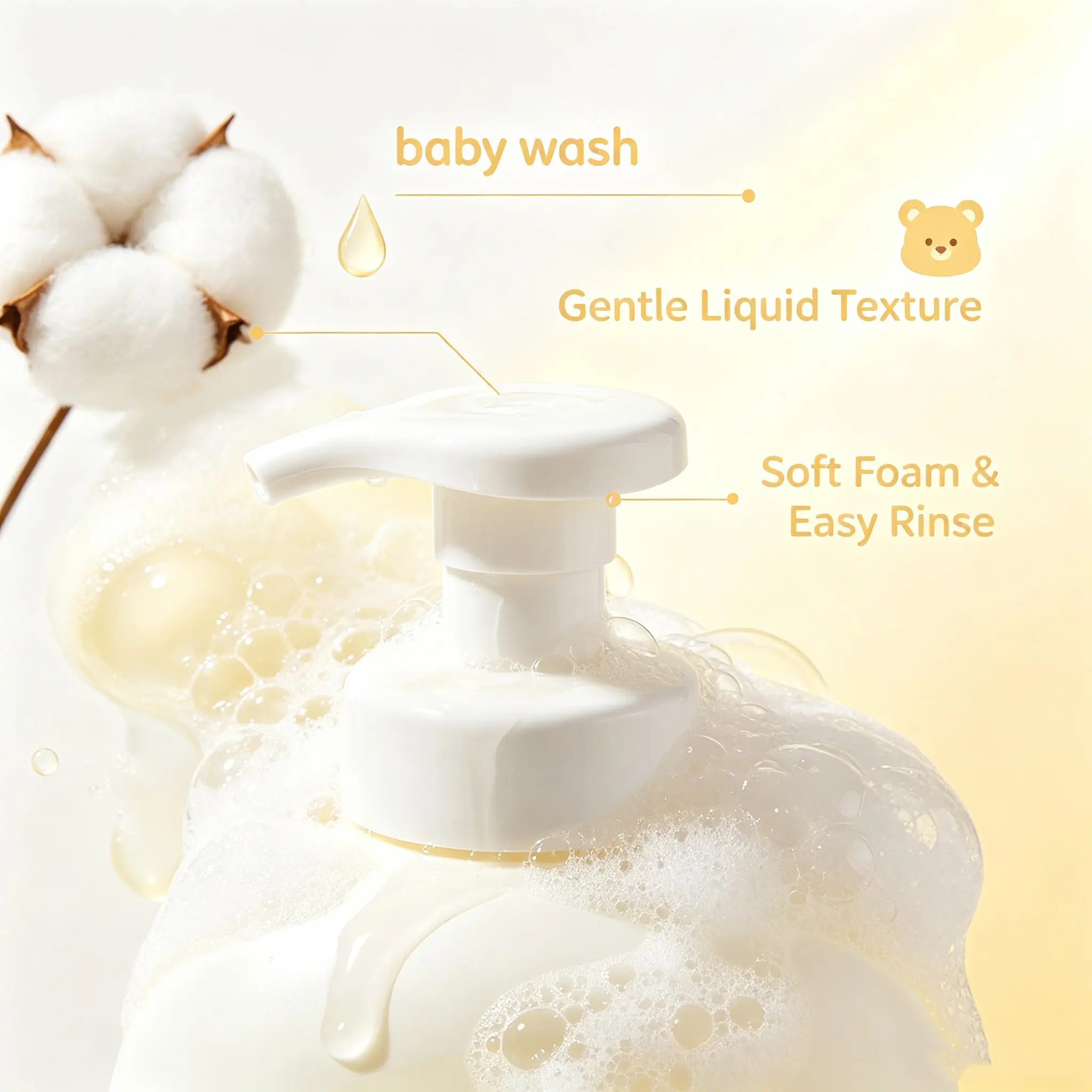 Baby Wash, Gentle Cleansing Baby Body Wash for Hotel, Hospital and Bulk Baby Care Supply