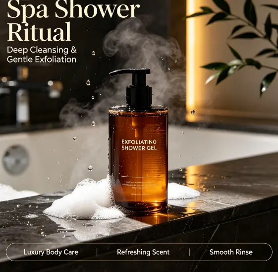 Private Label Exfoliating Shower Gel AHA Fruit Acid Gentle Body Exfoliator Wash Brightening Scrub for Rough Chicken Skin