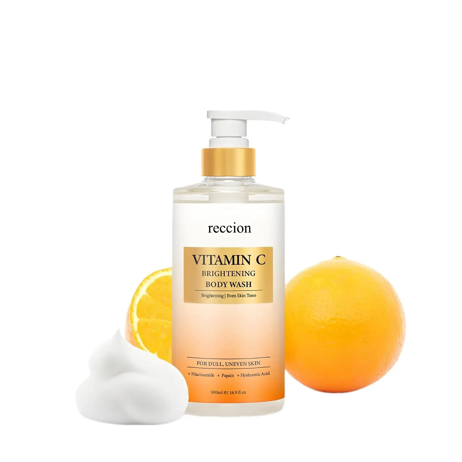 Vitamin C Turmeric Body Scrub & Body Wash, Gentle Exfoliating Shower Gel with Fine Scrub Particles for Uneven Skin Texture