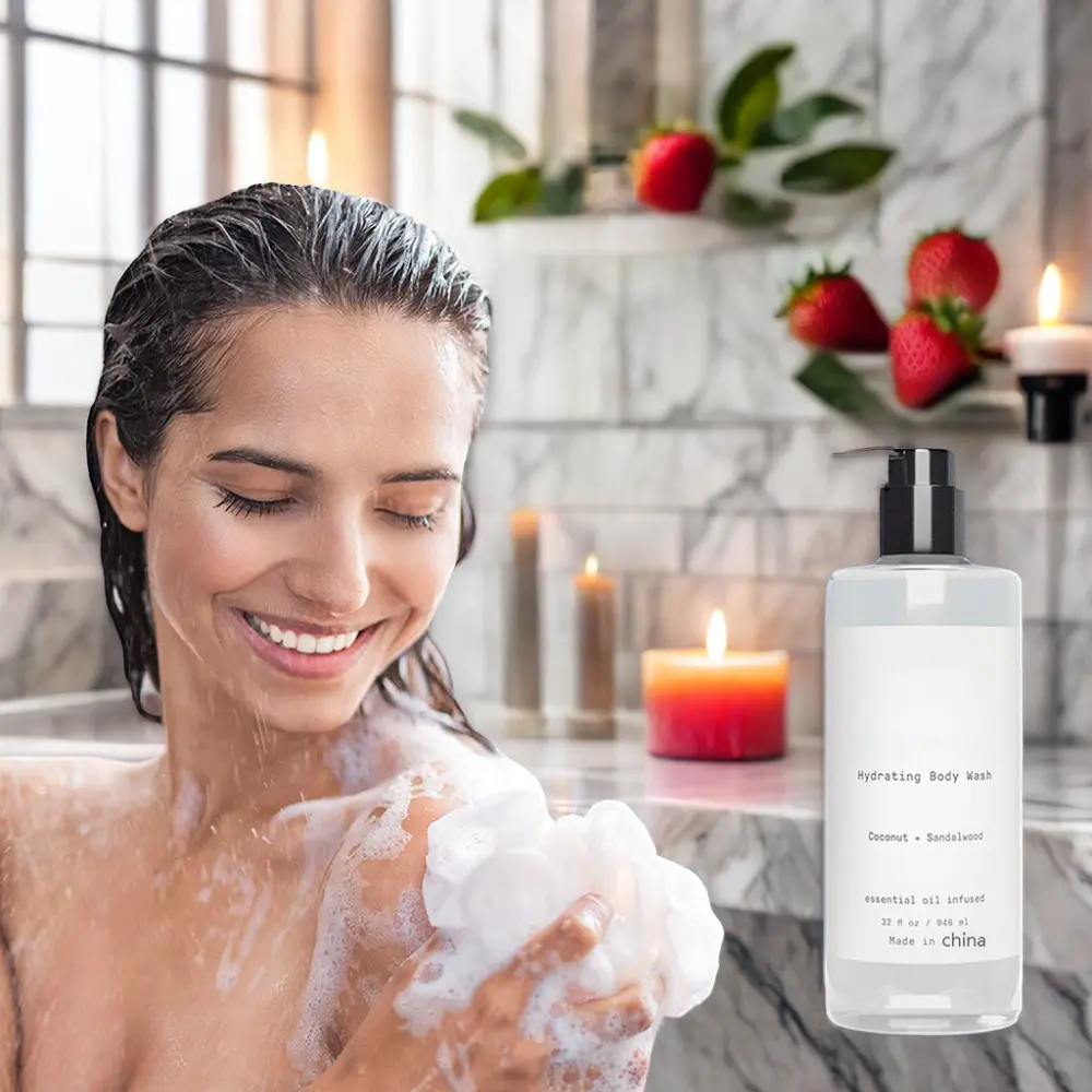 Organic Bubble Body Wash Exfoliating Shower Gel Milk Strawberry Jasmine Scent Whitening Moisturizing Refreshing Private Label