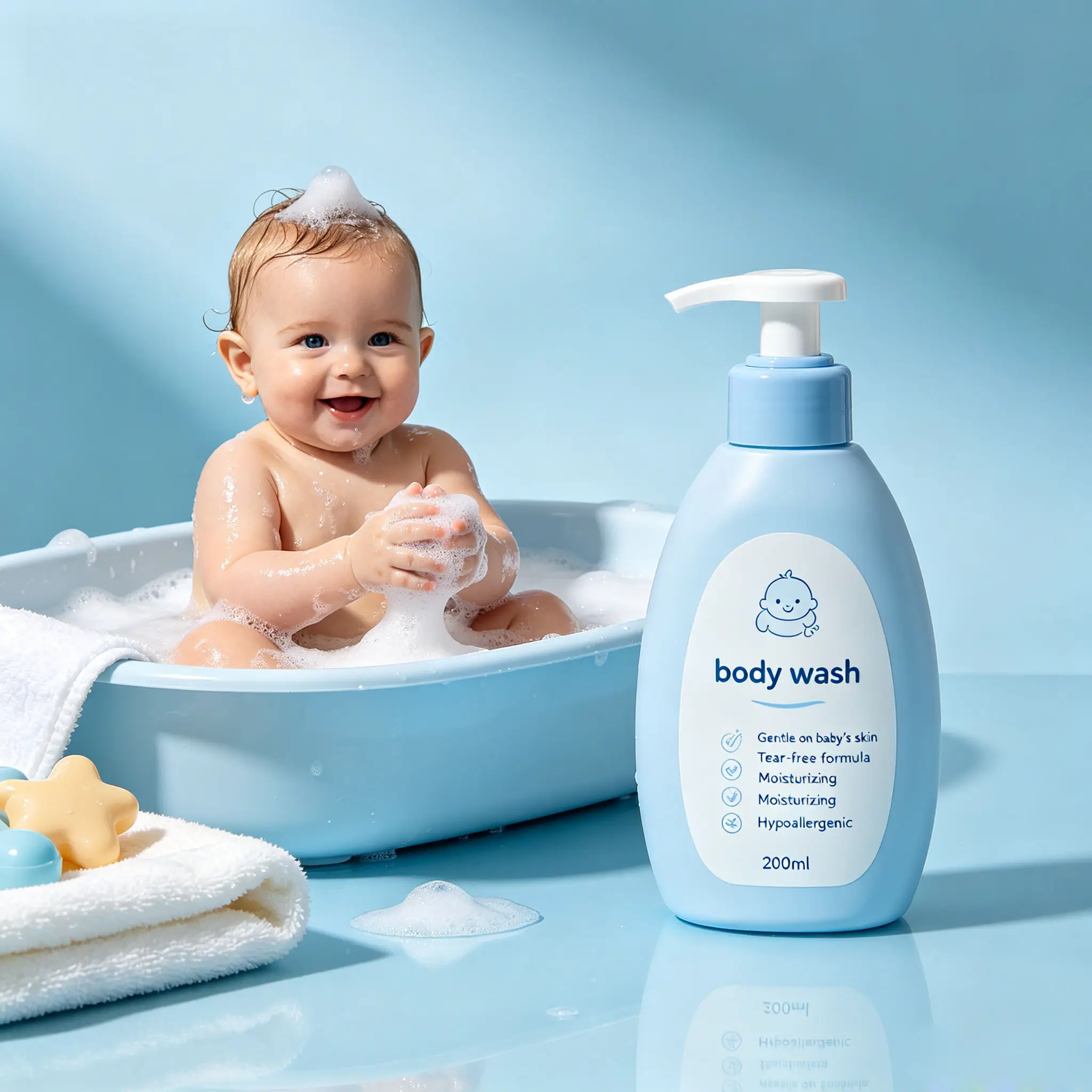 Tear Free Baby Body Wash Private Label Natural Baby Skincare Fragrance Free Hypoallergenic Soothe Sensitive Infant Skin