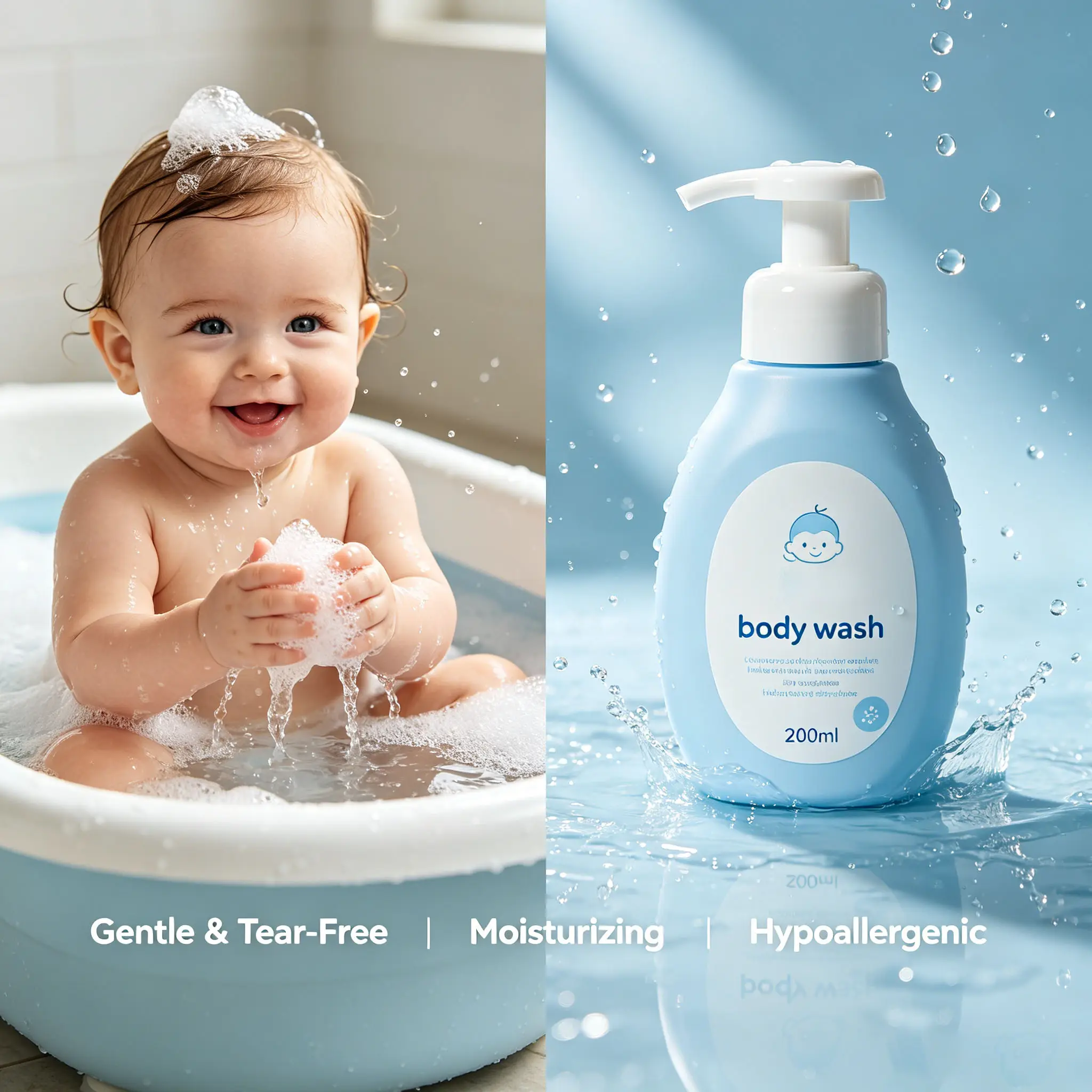 Baby Wash Mild Natural Kids Body Wash Private Label Gentle Baby Skincare Tear-Free Hydrating Soothing Sensitive Baby Skin detail