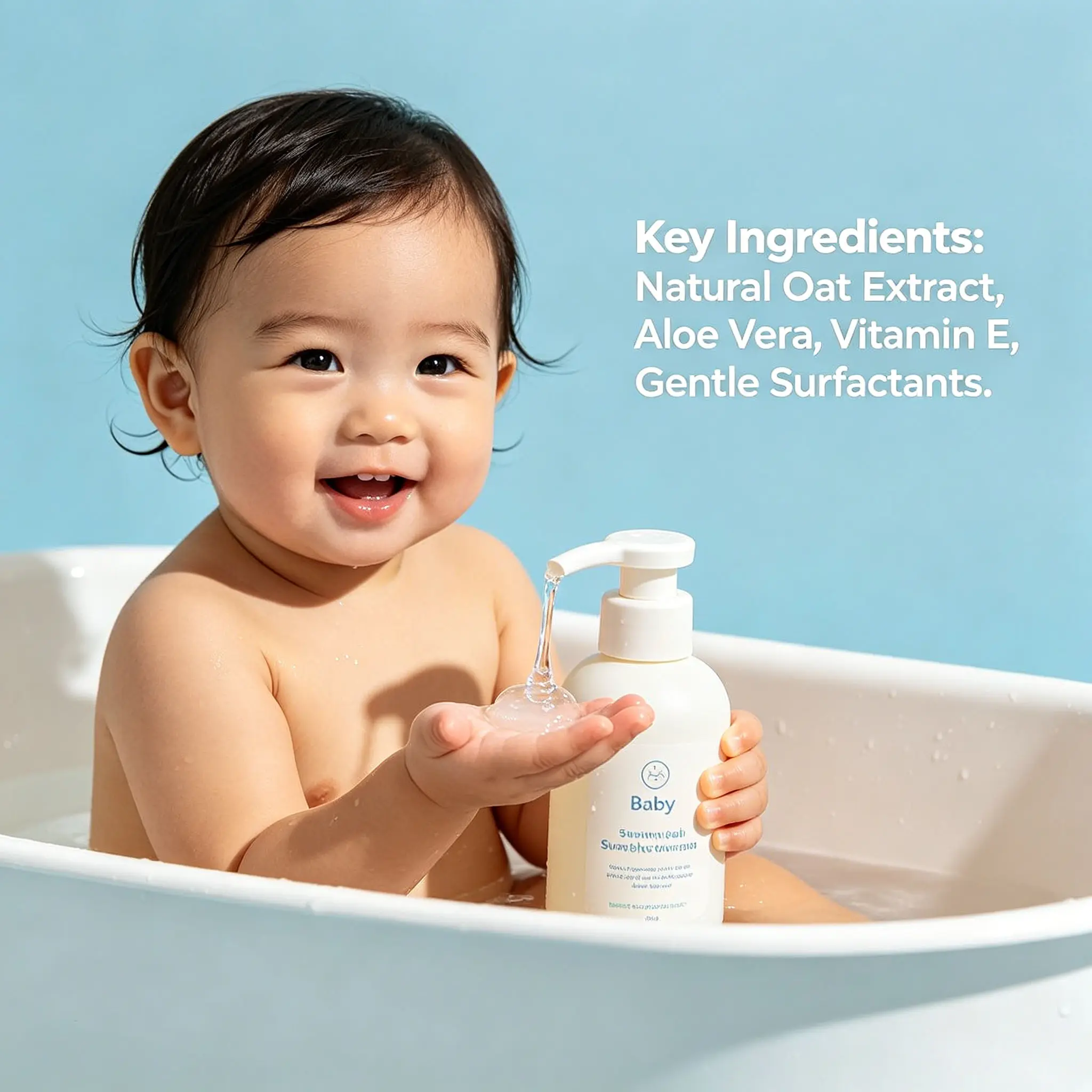 Baby Wash Mild Natural Kids Body Wash Private Label Gentle Baby Skincare Tear-Free Hydrating Soothing Sensitive Baby Skin
