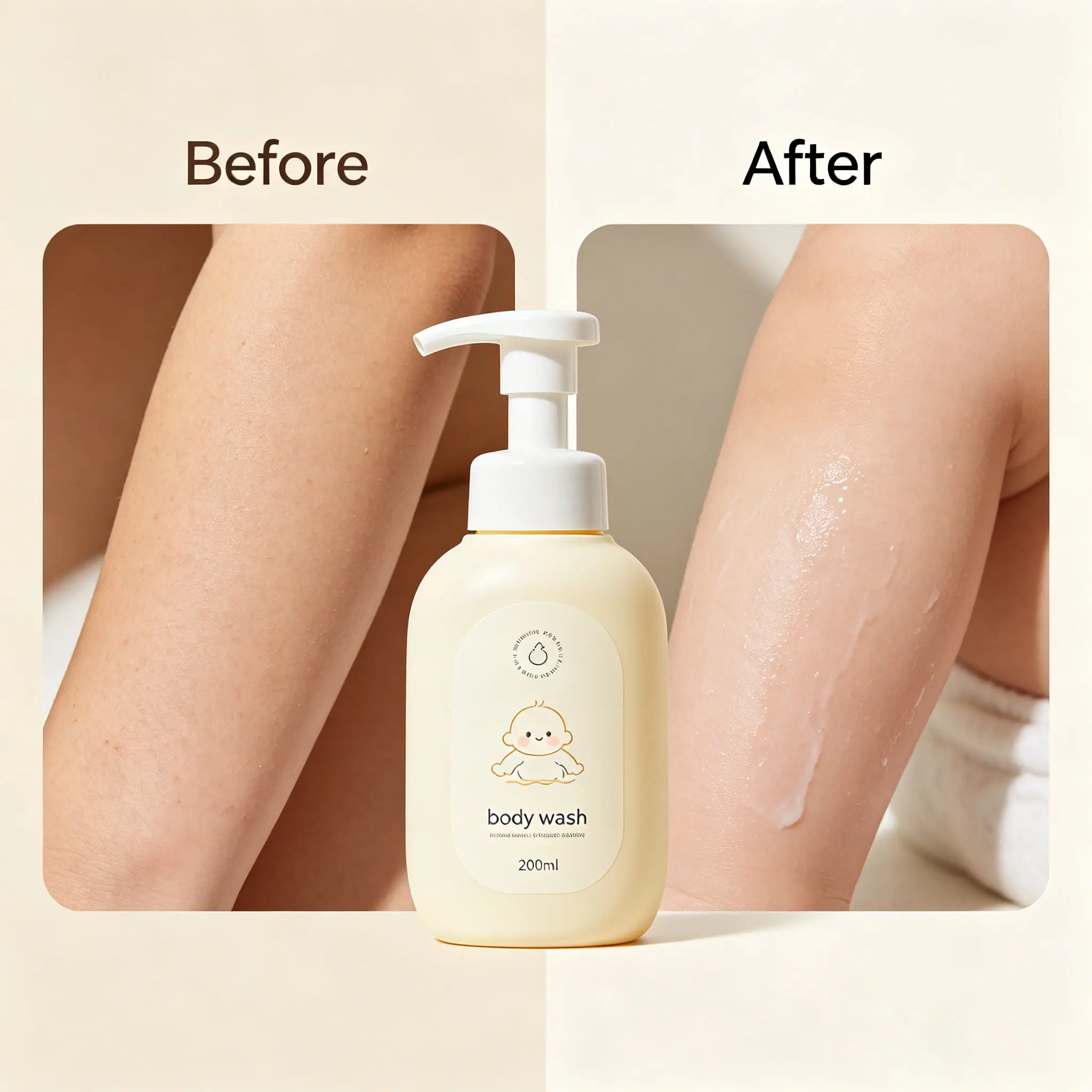 Baby Wash Mild Natural Kids Body Wash Private Label Gentle Baby Skincare Tear-Free Hydrating Soothing Sensitive Baby Skin