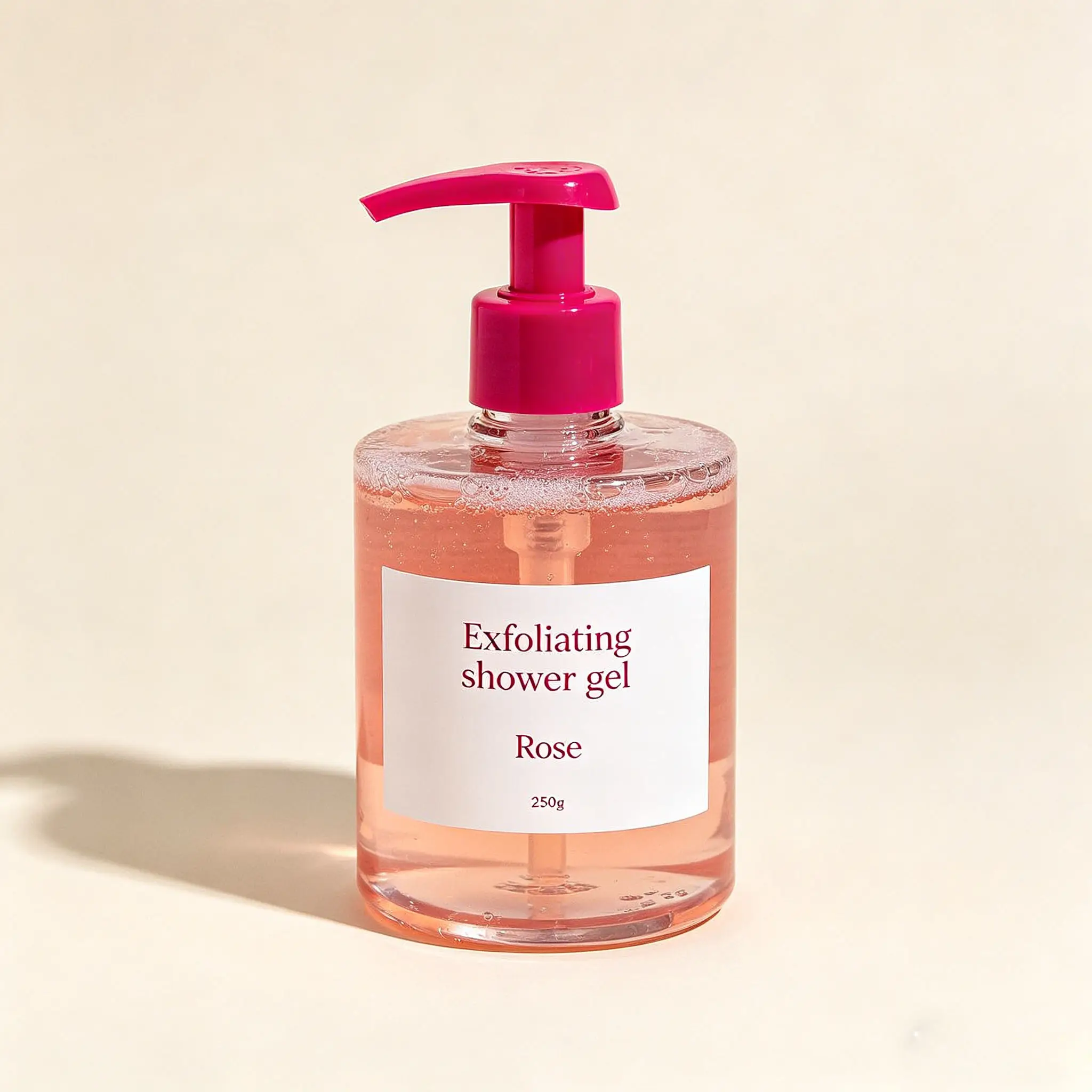 Rose Fragrance 250g Exfoliating Shower Gel Moisturizing Body Wash Natural Exfoliator Skin Care Bulk Custom Logo