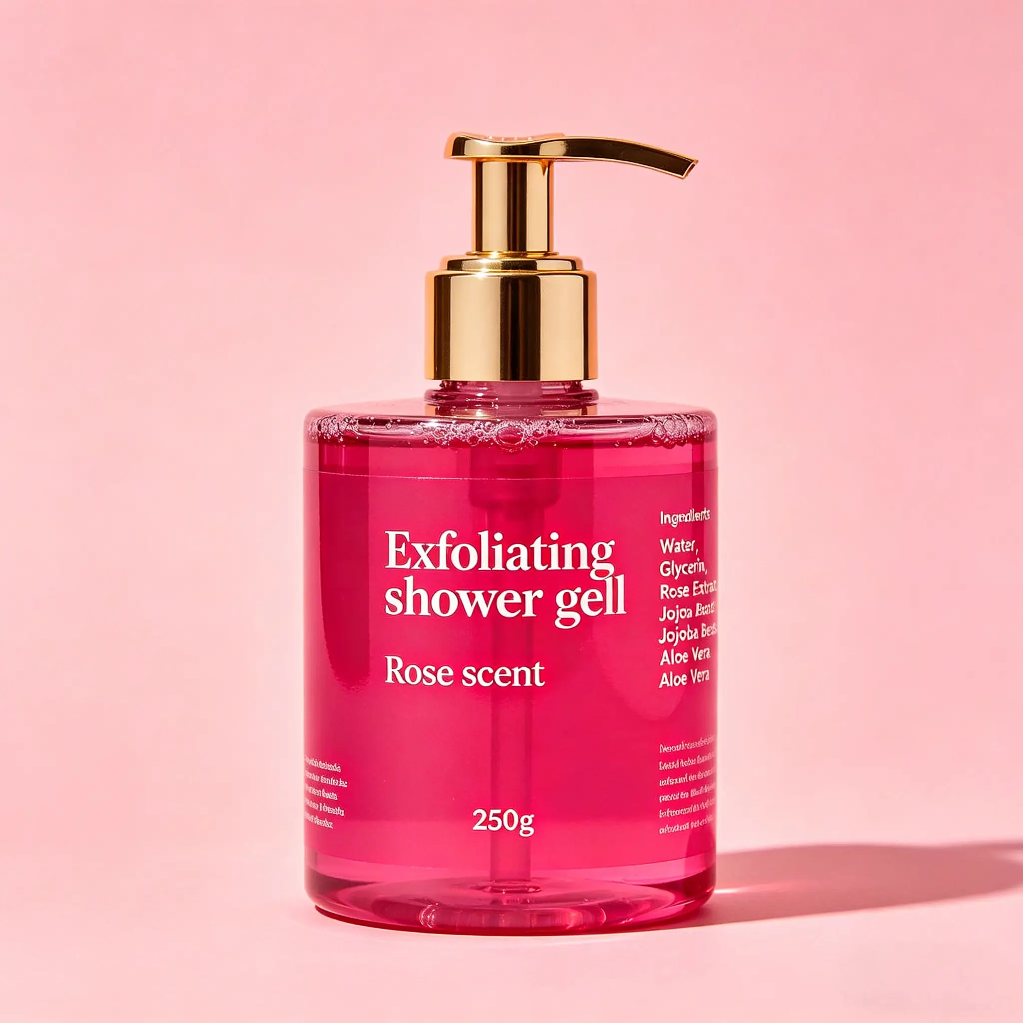 Rose Fragrance 250g Exfoliating Shower Gel Moisturizing Body Wash Natural Exfoliator Skin Care Bulk Custom Logo