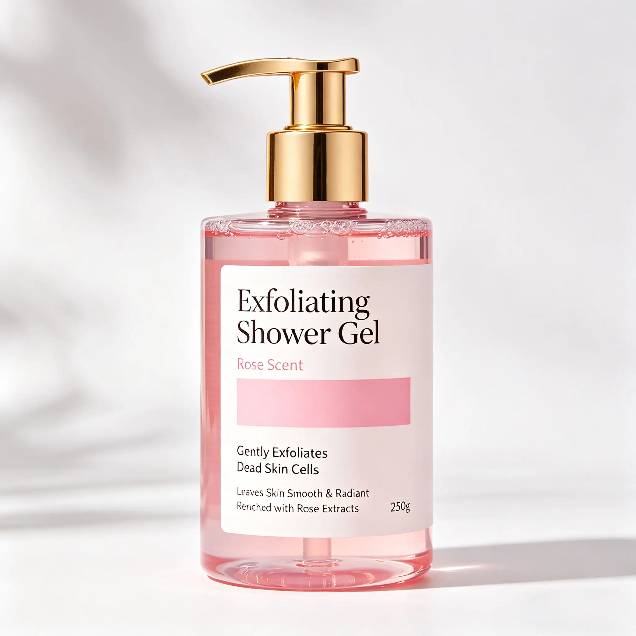 Rose Fragrance 250g Exfoliating Shower Gel Moisturizing Body Wash Natural Exfoliator Skin Care Bulk Custom Logo