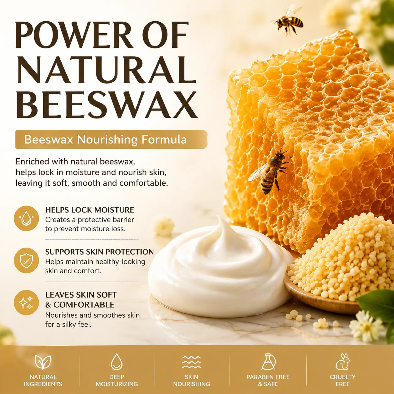 Natural Beeswax Body Lotion Moisturizing Body Cream Deep Hydration Skin Repair Nourishing Body Milk for Dry Sensitive Skin OEM