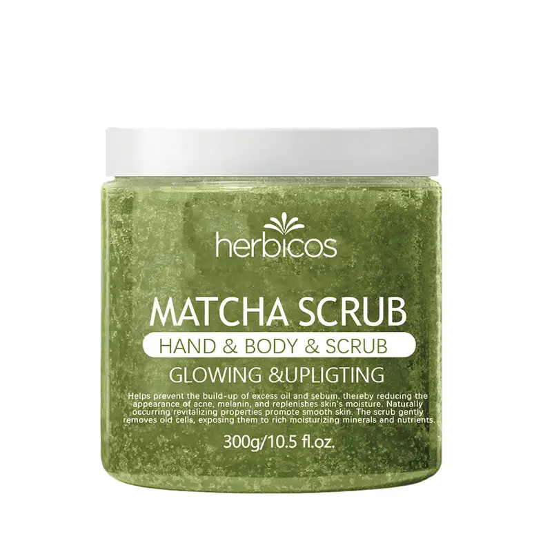 Wholesale Private Label Matcha Tea Body Scrub Gentle Exfoliating Brightening Hydrating Face Body Exfoliator Bulk Scrub Cream