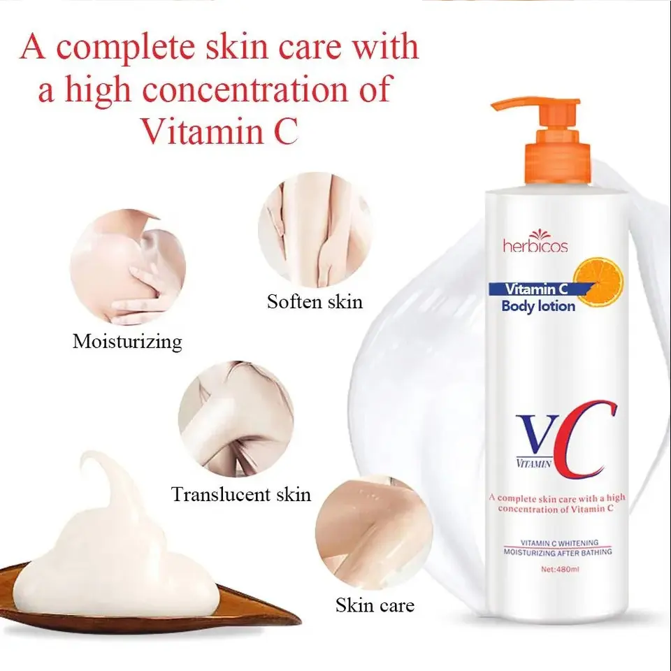 For Herbicos 2024 Vitamin C Body Lotion New Style Cream for Skin Brightening Whitening Moisturizing Anti-Aging Feature