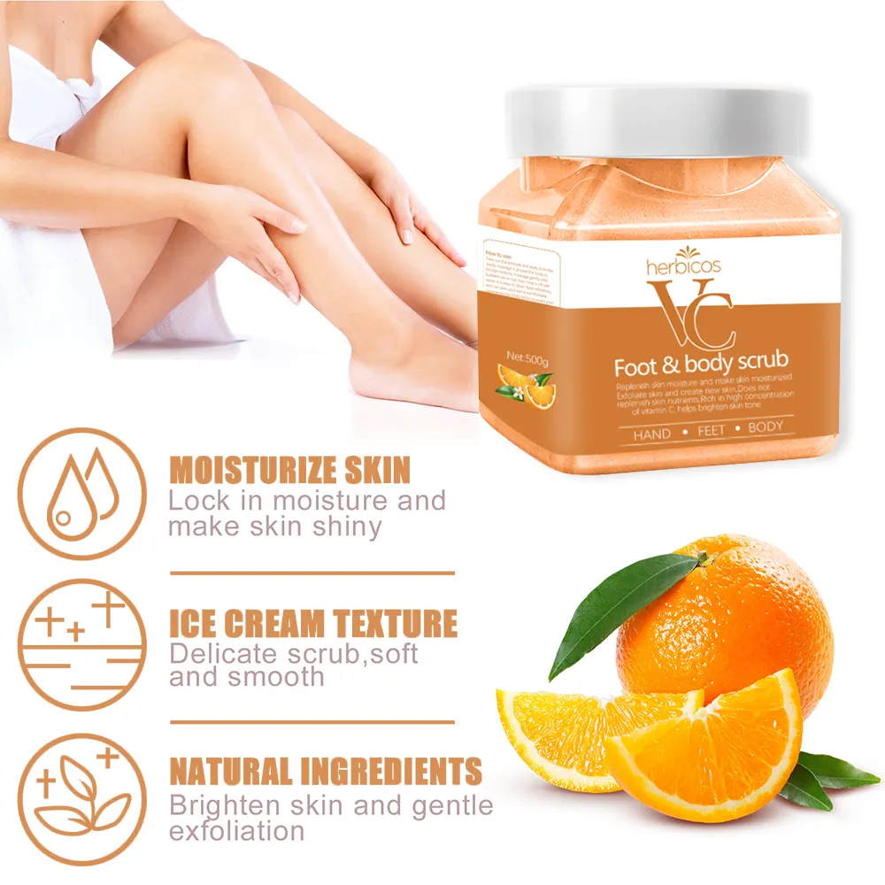 Wholesale Whitening Body Scrub Private Label Skin Moisturizing Exfoliating Vitamin C Orange Body Scrub