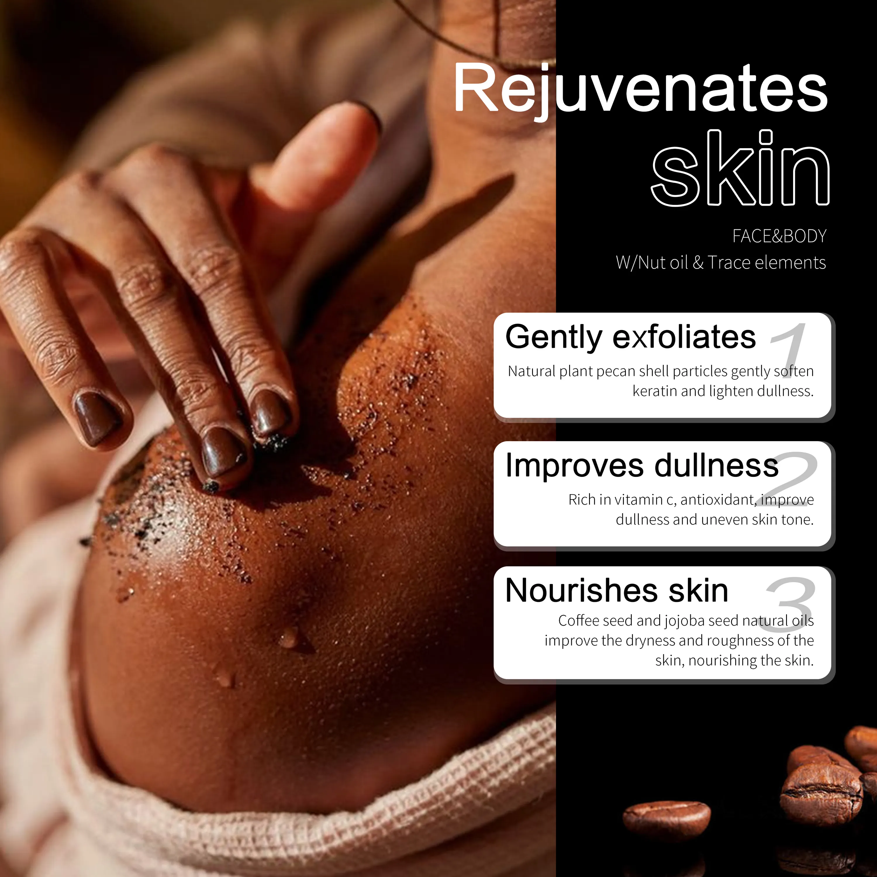 Private Label Vegan Skin Care Body Scrub with Vitamin C Multivitamin Whitening Brightening Coffee Sugar Cream Wholesale