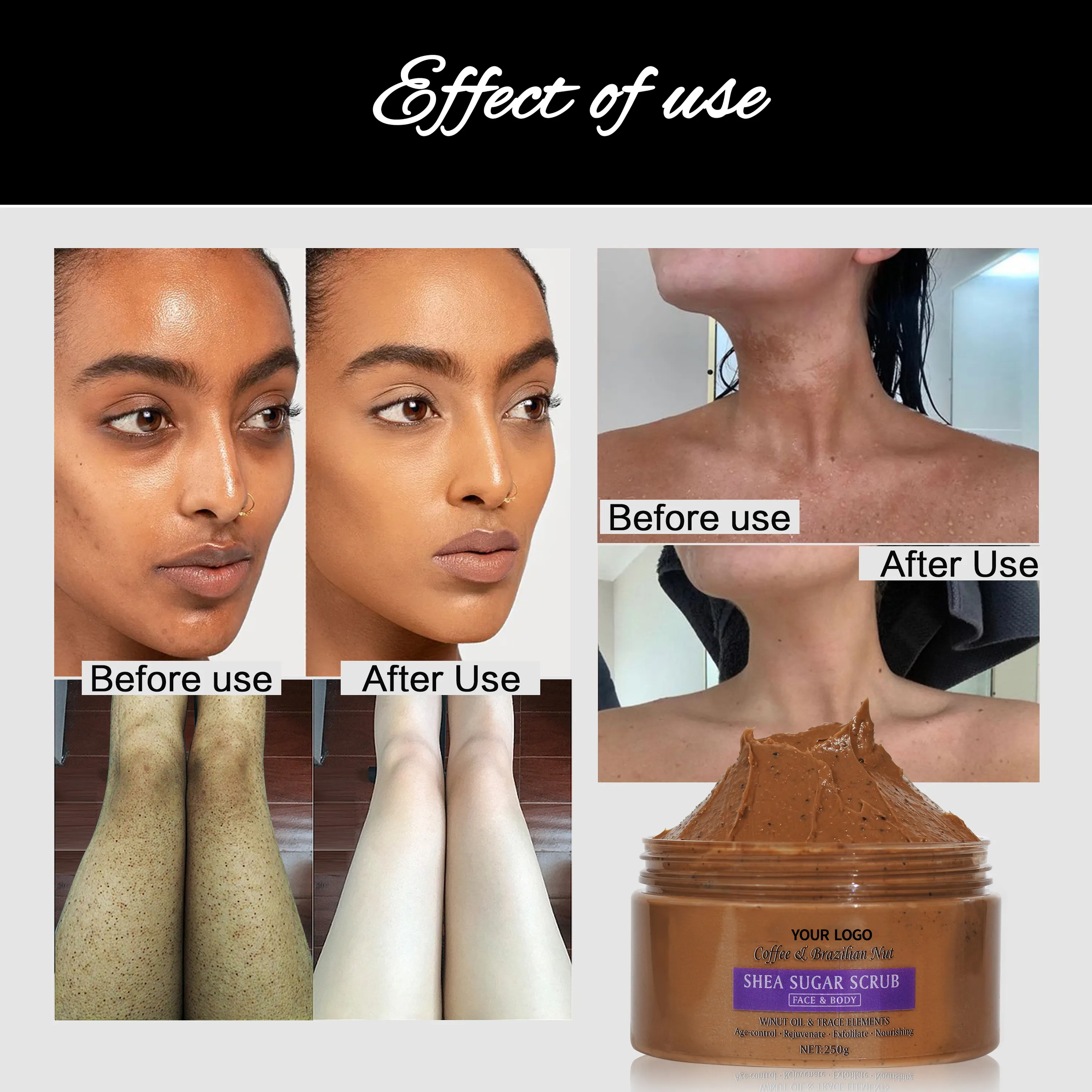 Private Label Vegan Skin Care Body Scrub with Vitamin C Multivitamin Whitening Brightening Coffee Sugar Cream Wholesale