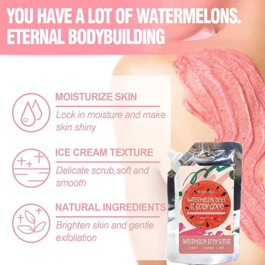 OEM ODM Private Label Watermelon Natural Exfoliating Whitening Body Scrub Fruit Body Scrub