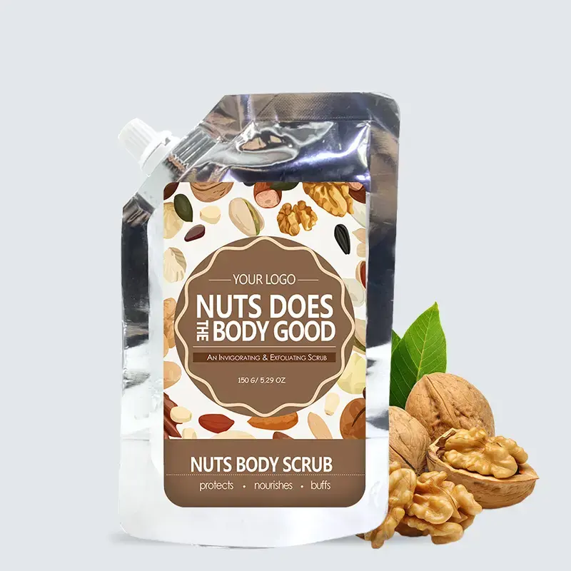 OEM Custom Natural Fruit Whitening Body Scrub Deep Cleansing Smooth Gentle Moisturizing Nut Scrub Cream with Glycerin