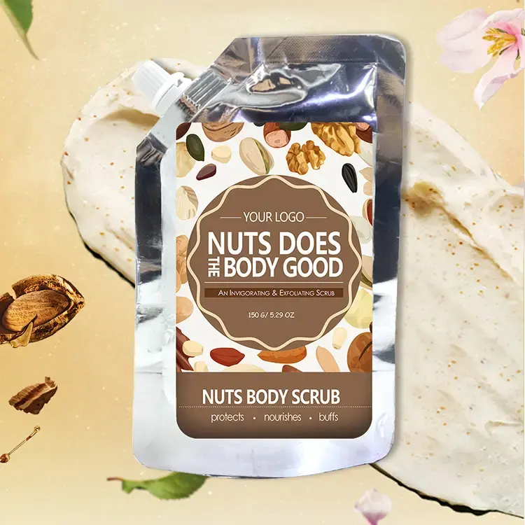OEM Custom Natural Fruit Whitening Body Scrub Deep Cleansing Smooth Gentle Moisturizing Nut Scrub Cream with Glycerin