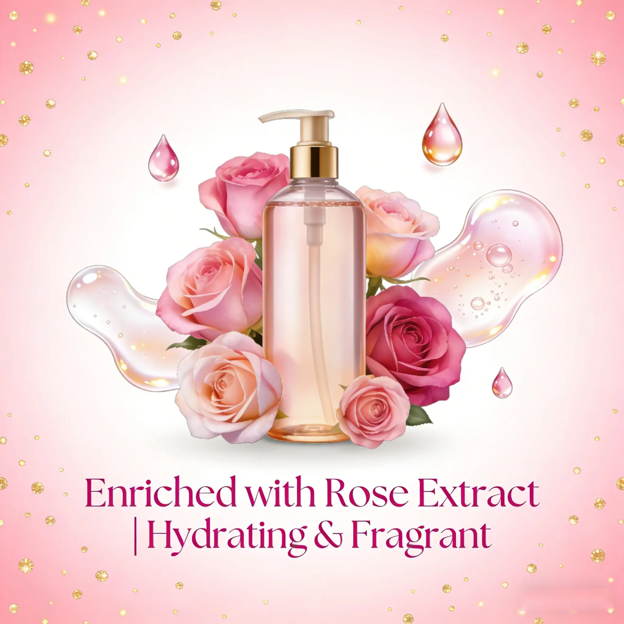 Private Label Organic Back Acne Treatment Turmeric Brightening Exfoliating Bubble 24K Gold Rose Oil Essence Shower Gel 500ml