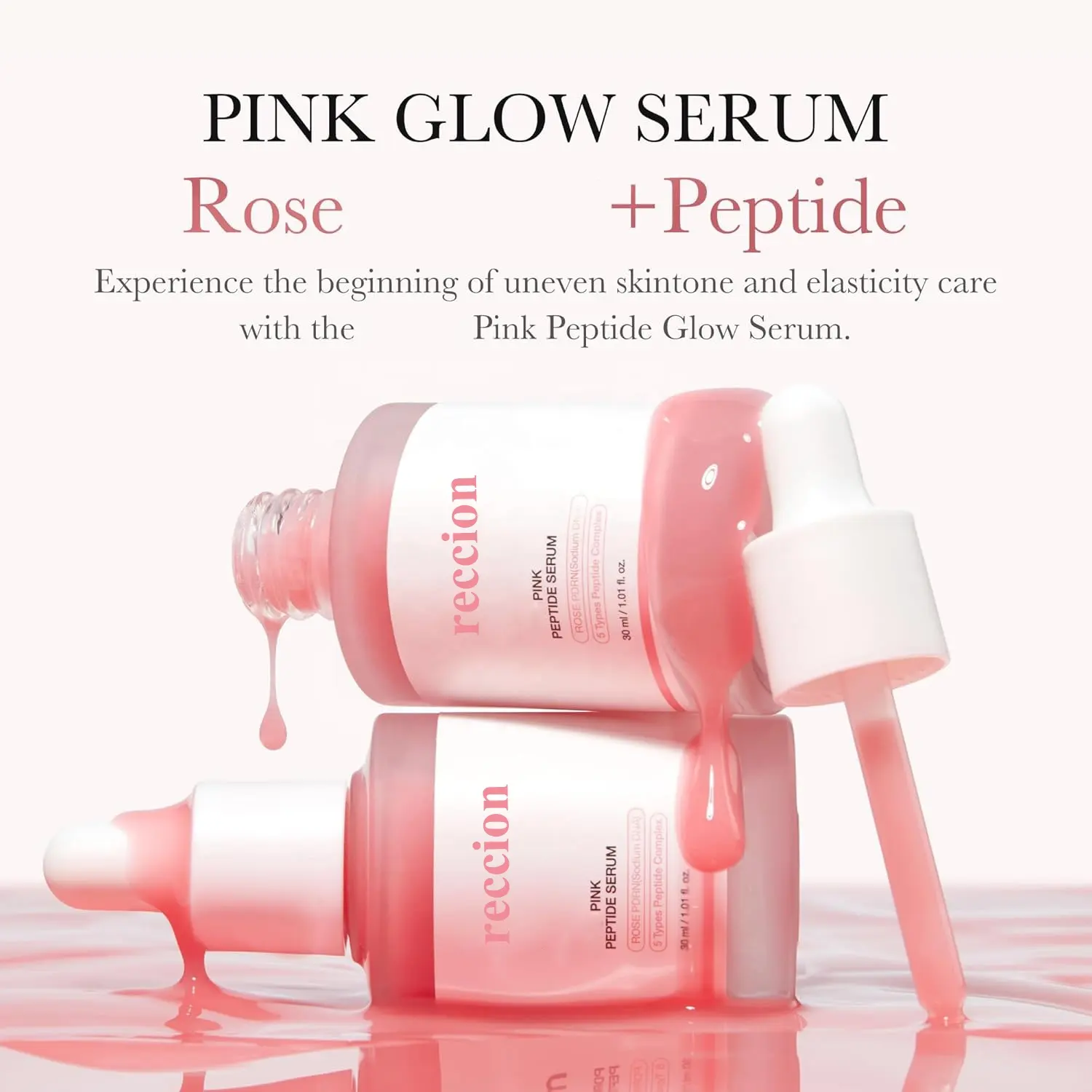Pink Glow Serum with Peptide Niacinamide Hydrating Moisturizing Firming Uneven Skin Tone Whitening Serum Targeted Dark Spot