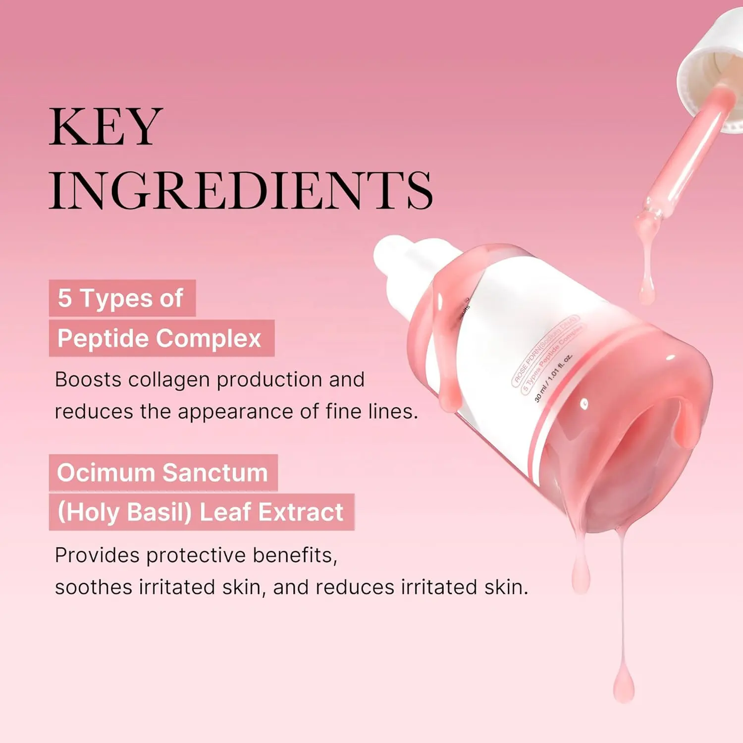 Pink Glow Serum with Peptide Niacinamide Hydrating Moisturizing Firming Uneven Skin Tone Whitening Serum Targeted Dark Spot