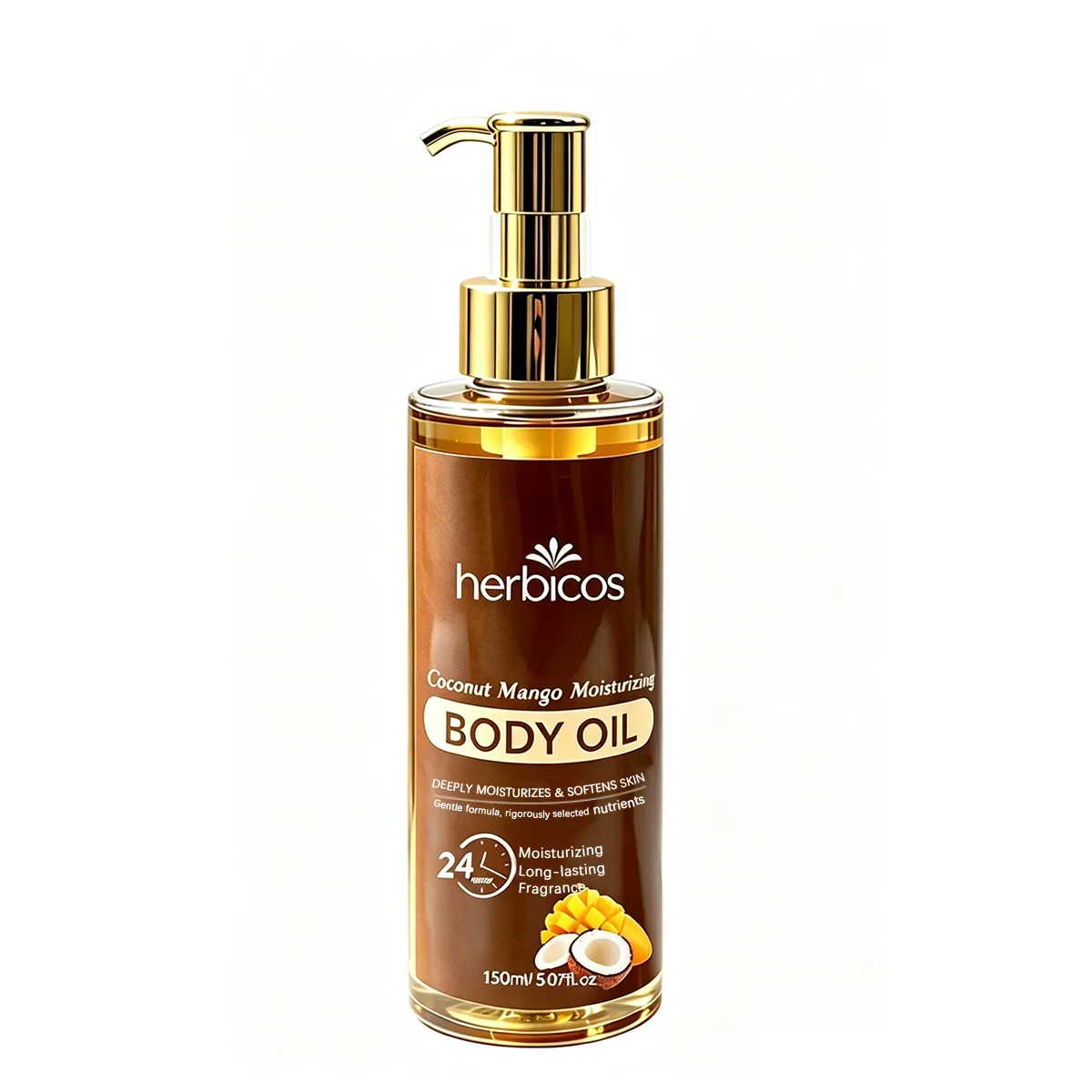 Private Label Coconut Mango Body Oil Moisturizing Brightening Skin Massage Oil Long Lasting Fragrance Body Oil Daily Skin Care