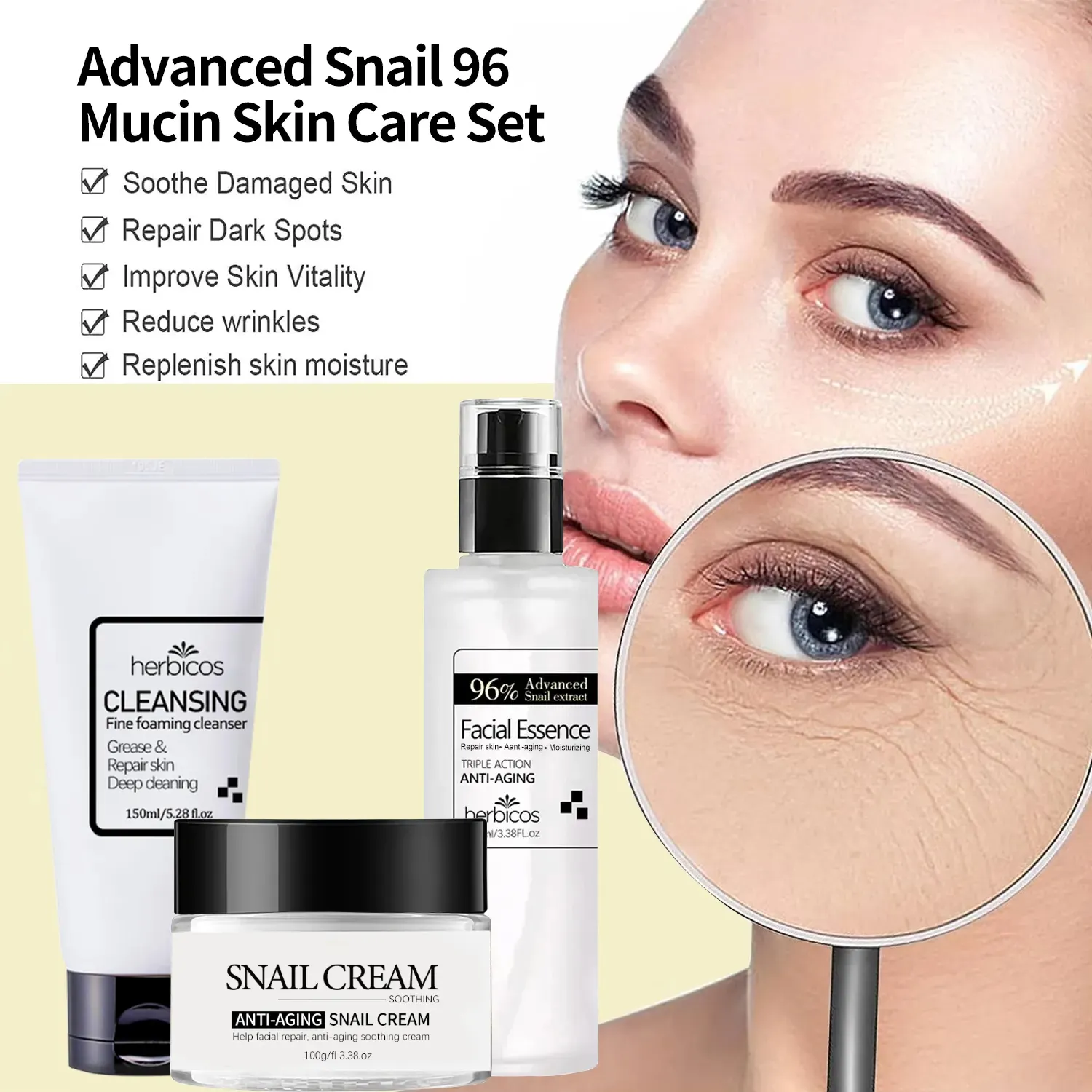 Private Label Skin Care Products Korean Cosmetics Moisturizing Whitening Serum 96 Mucin Power Essence Snail Serum