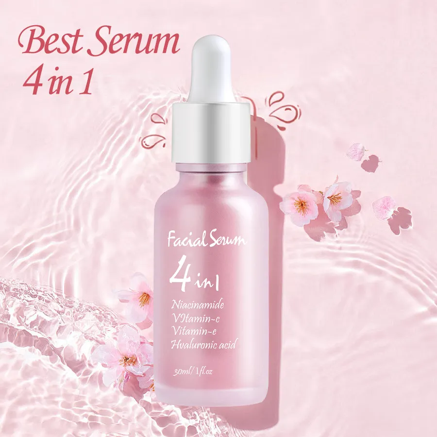 New Skin Care Essence Facial 4 in 1 Whitening Anti Age Face Serum with 30% Vitamin C 5% Niacinamide 10% Vitamin E Serum