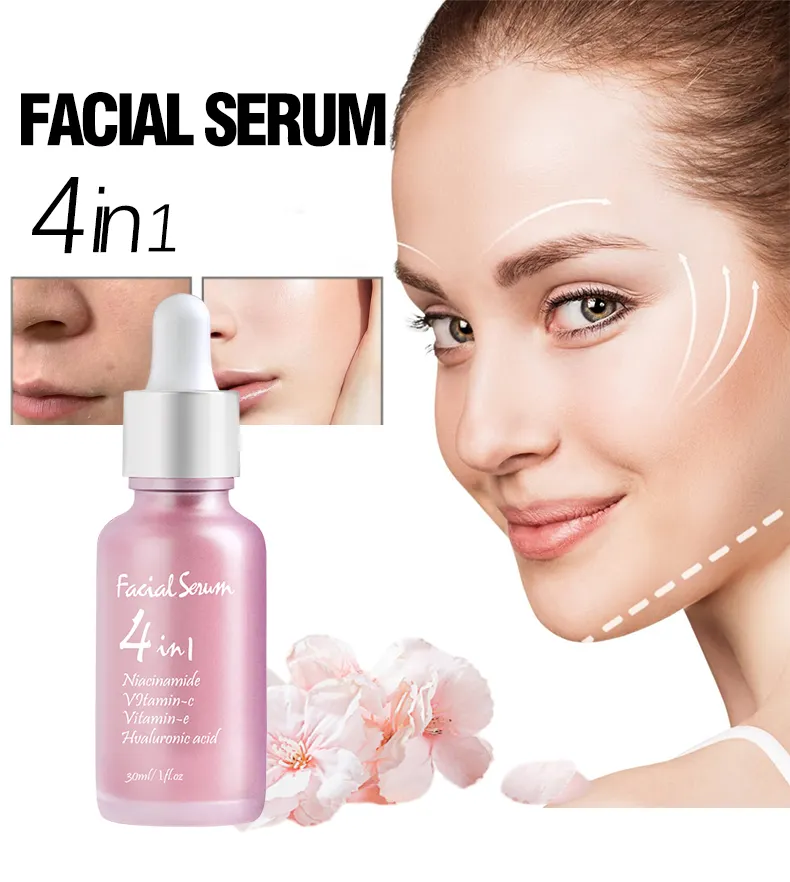 New Skin Care Essence Facial 4 in 1 Whitening Anti Age Face Serum with 30% Vitamin C 5% Niacinamide 10% Vitamin E Serum