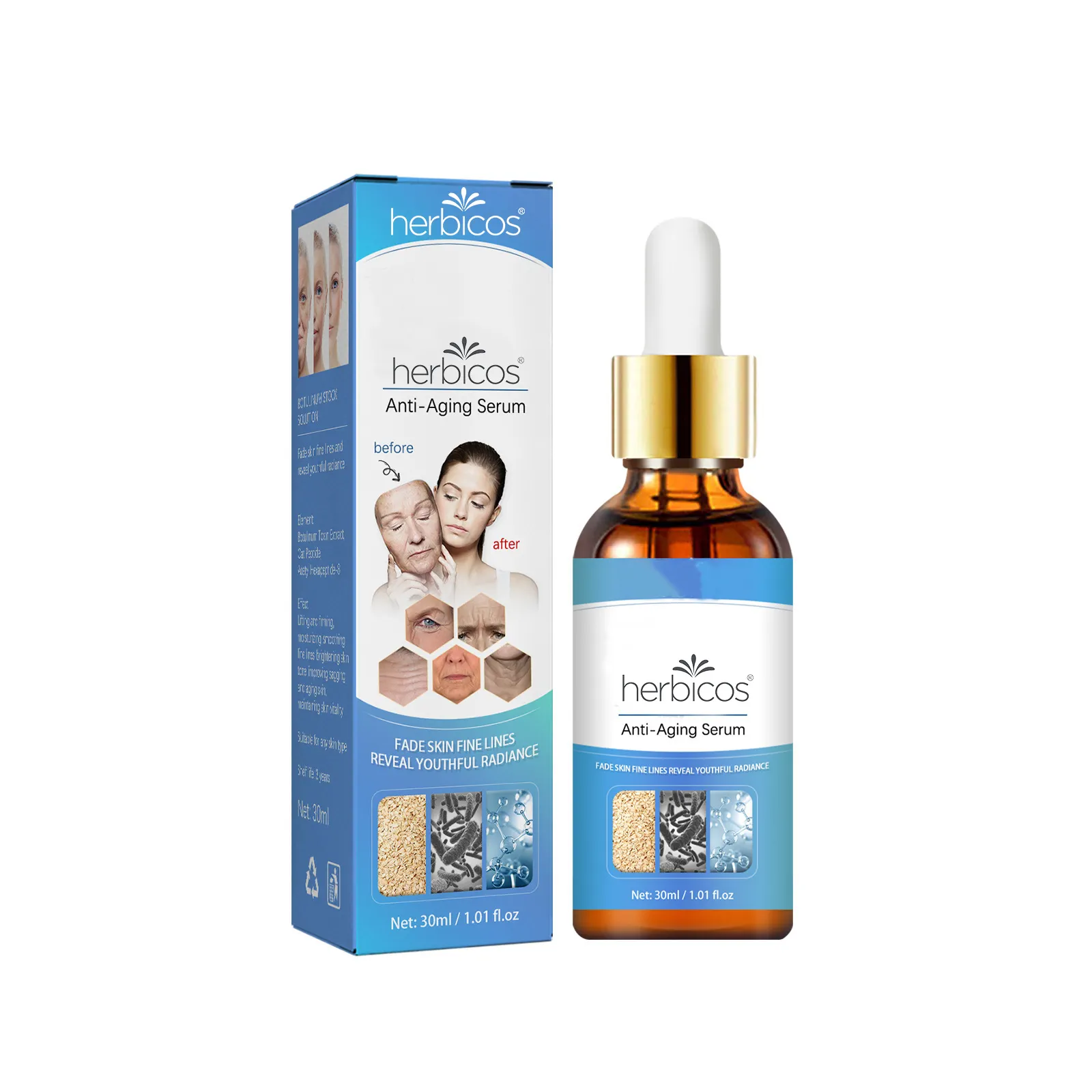 Herbicos Anti-wrinkle Essence Lighten Fine Lines Dark Spots Moisturizing Rejuvenate Anti-aging Skin Face Lift Serum Liquid