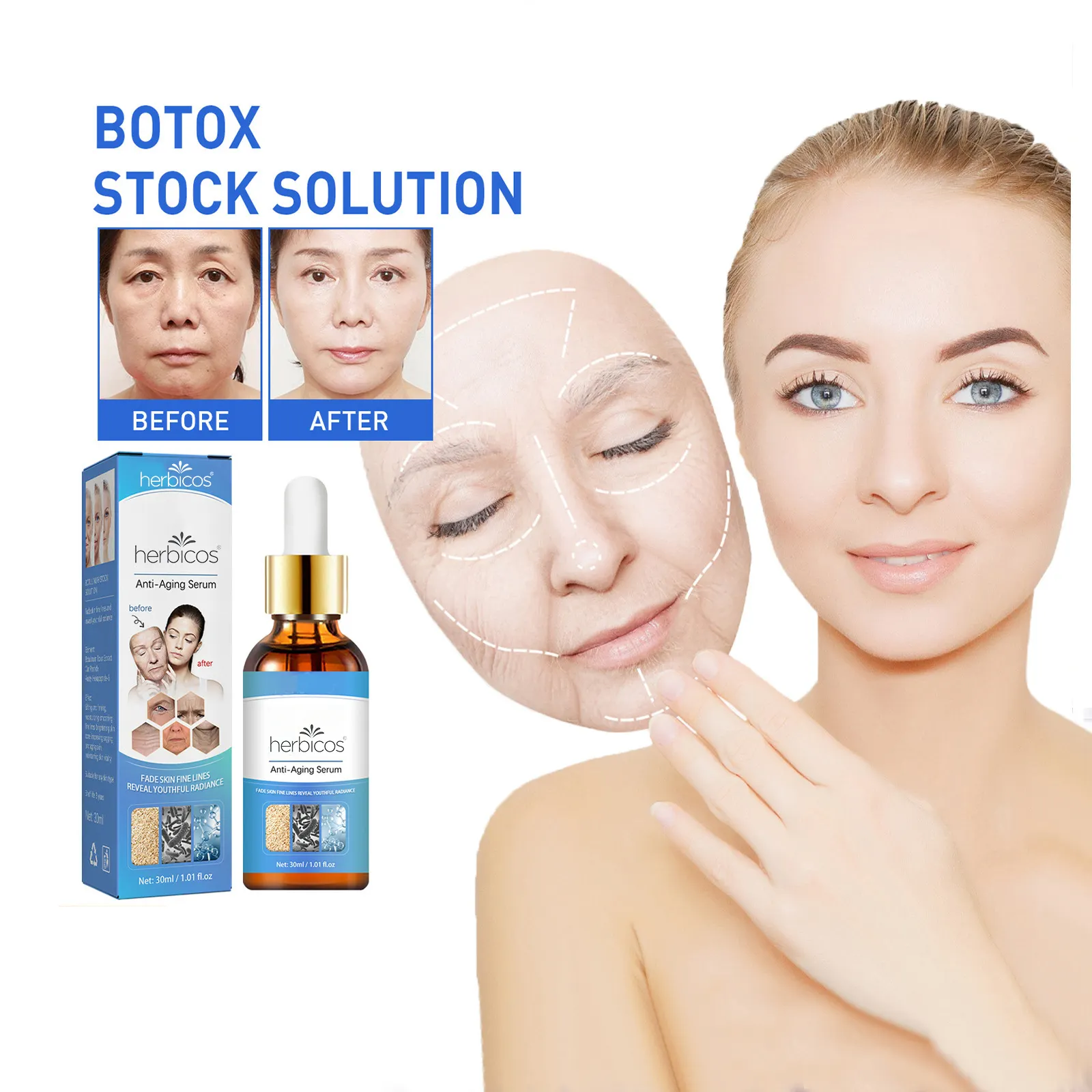 Herbicos Anti-wrinkle Essence Lighten Fine Lines Dark Spots Moisturizing Rejuvenate Anti-aging Skin Face Lift Serum Liquid