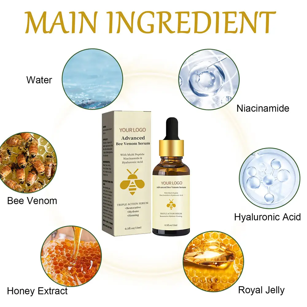 Bee Venom Hydrating Anti-Wrinkle Essence Vitamin C Serum Fades Fine Lines Repairs Dullness Moisturizes Tightens Aging Whitening