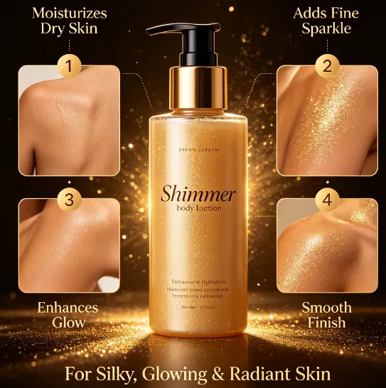 Shimmer Body Lotion Sparkling Illuminating Moisturizing Whitening Body Lotion Shimmer Glow Skin Brightening Body Cream for Women