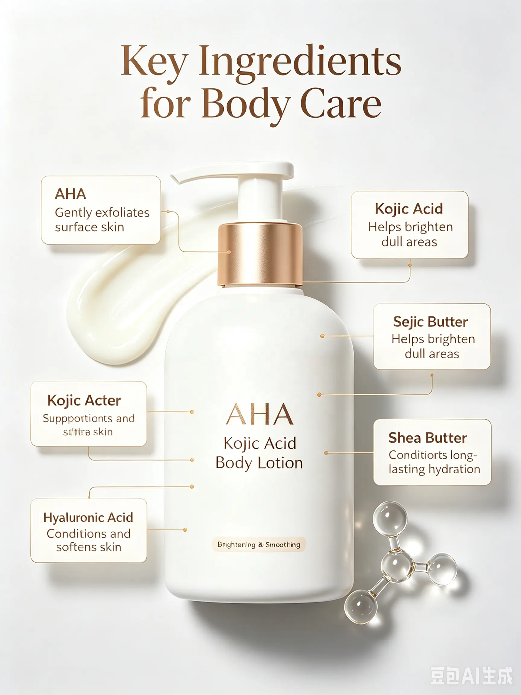 Kojic Acid BHA PHA Miracle Calming AHA Body LotioNn Salicylic Acid Exfoliating Body Moisturizer for Dry & Rough Skin