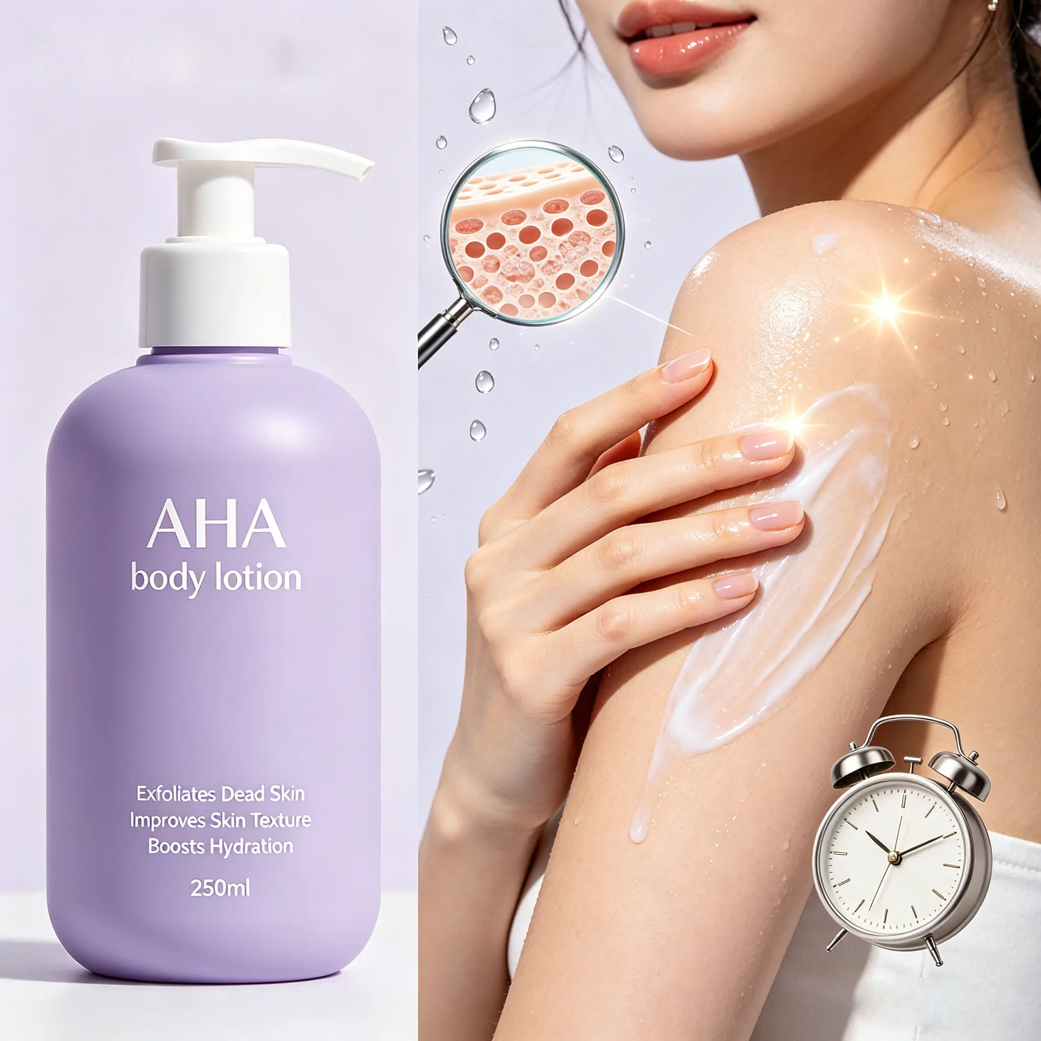 AHA Body Lotion Exfoliating Brightening Body Milk Private Label Body Exfoliator Lotion Remove Dead Skin Fade Chicken Skin