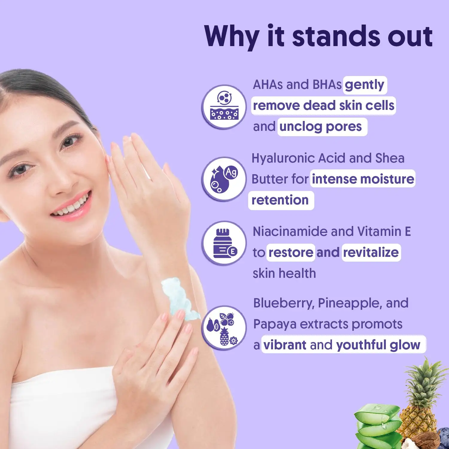 12% Glycolic Acid Exfoliating Moisturizer Treats Back Acne, KP & Dryness Lactic, Citric Acids AHA Body Lotion