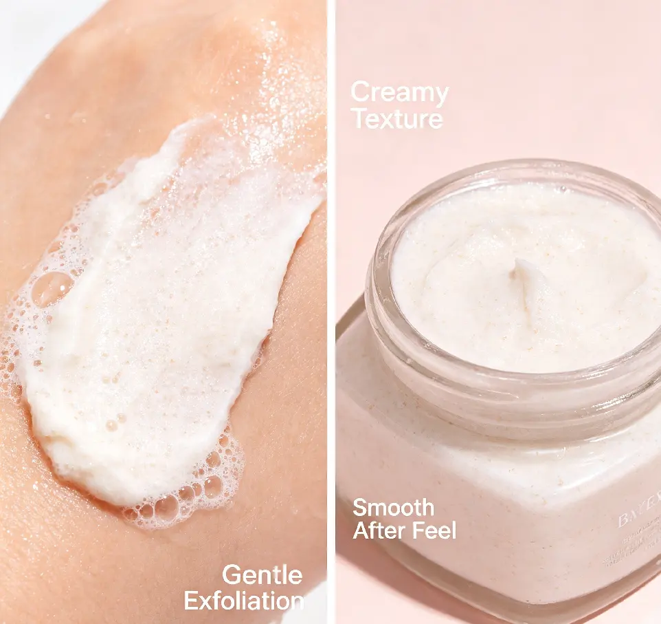 Body Scrub, Gently Exfoliates & Moisturizes for Smoother Skin in 1 Wash, Clean, Minimal, Silica-Free Ingredients for Cream Scrub