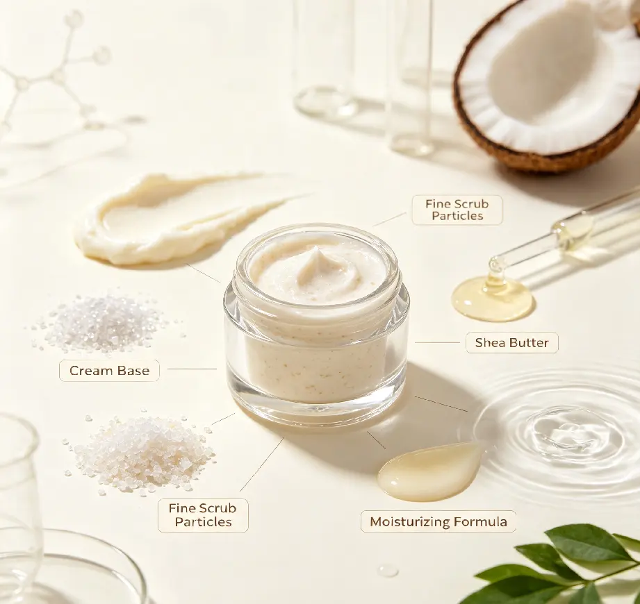 Body Scrub, Gently Exfoliates & Moisturizes for Smoother Skin in 1 Wash, Clean, Minimal, Silica-Free Ingredients for Cream Scrub