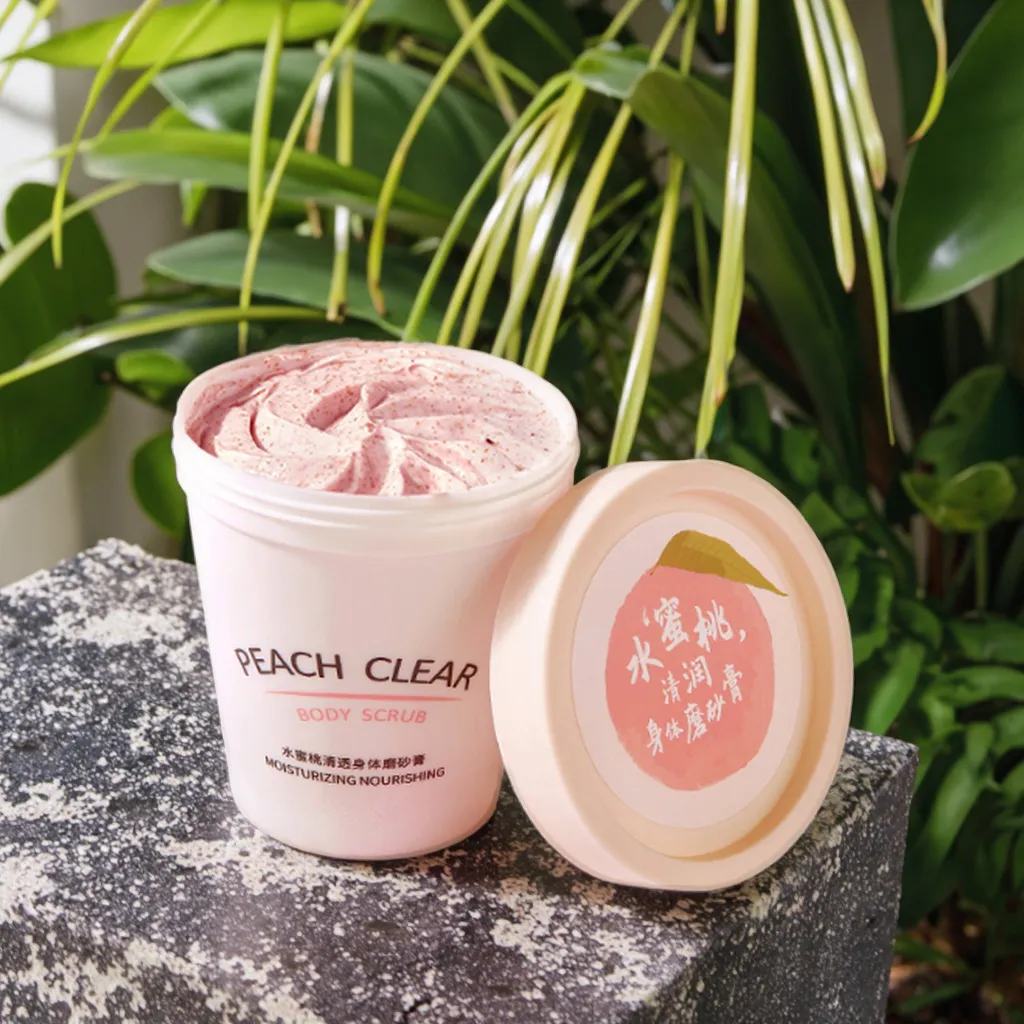 Optimal Care Peach Fragrance Cruelty-Free Body Scrub Exfoliating Moisturizing Cream Vitamin C Avocado for Dry Skin Face Body Use