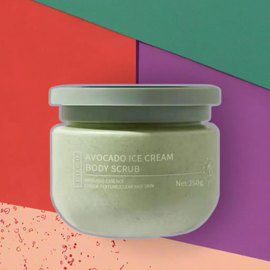 Factory Wholesale All-Skin Moisturizing Whitening Bath Shower Cream Avocado Body Scrub with Fruity Fragrance Exfoliating Cream