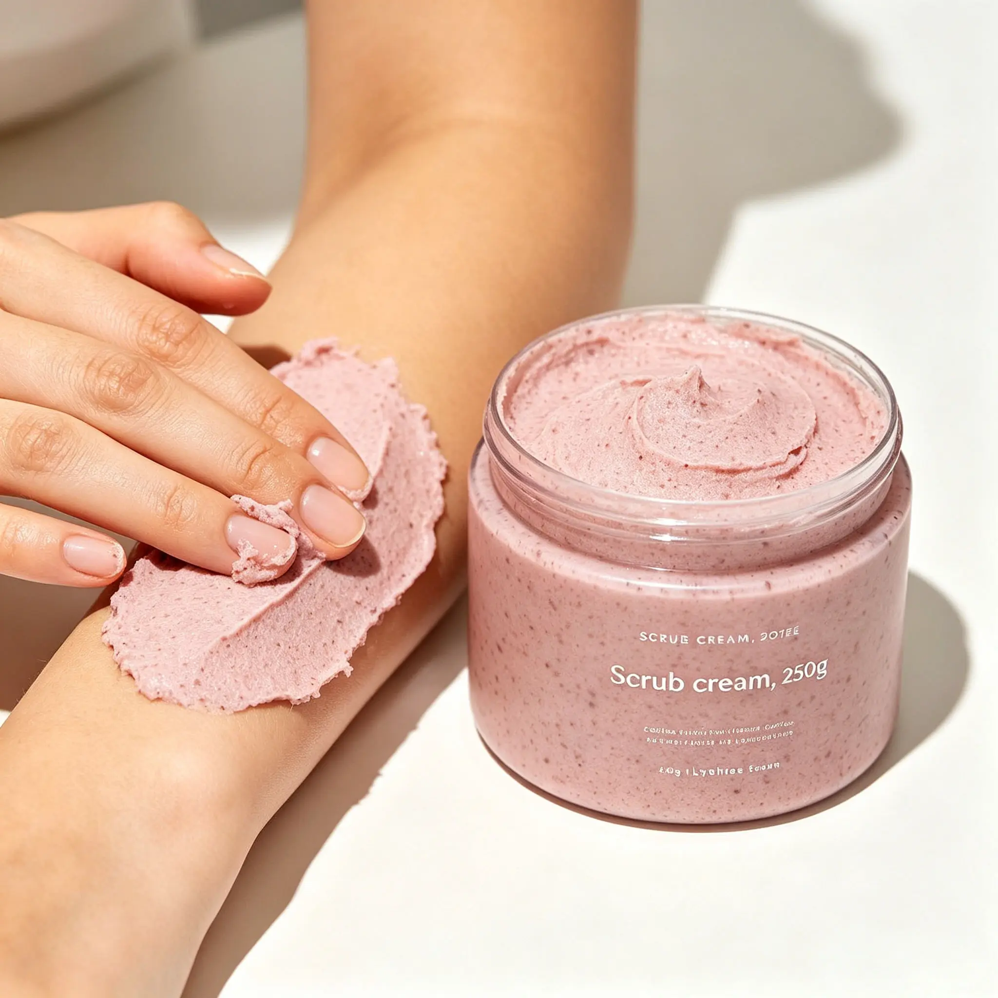 Pink Texture Scrub Cream Coffee Particle Scrub Cream Lychee Scrub Cream Moisturizing Exfoliator Bulk Customizable