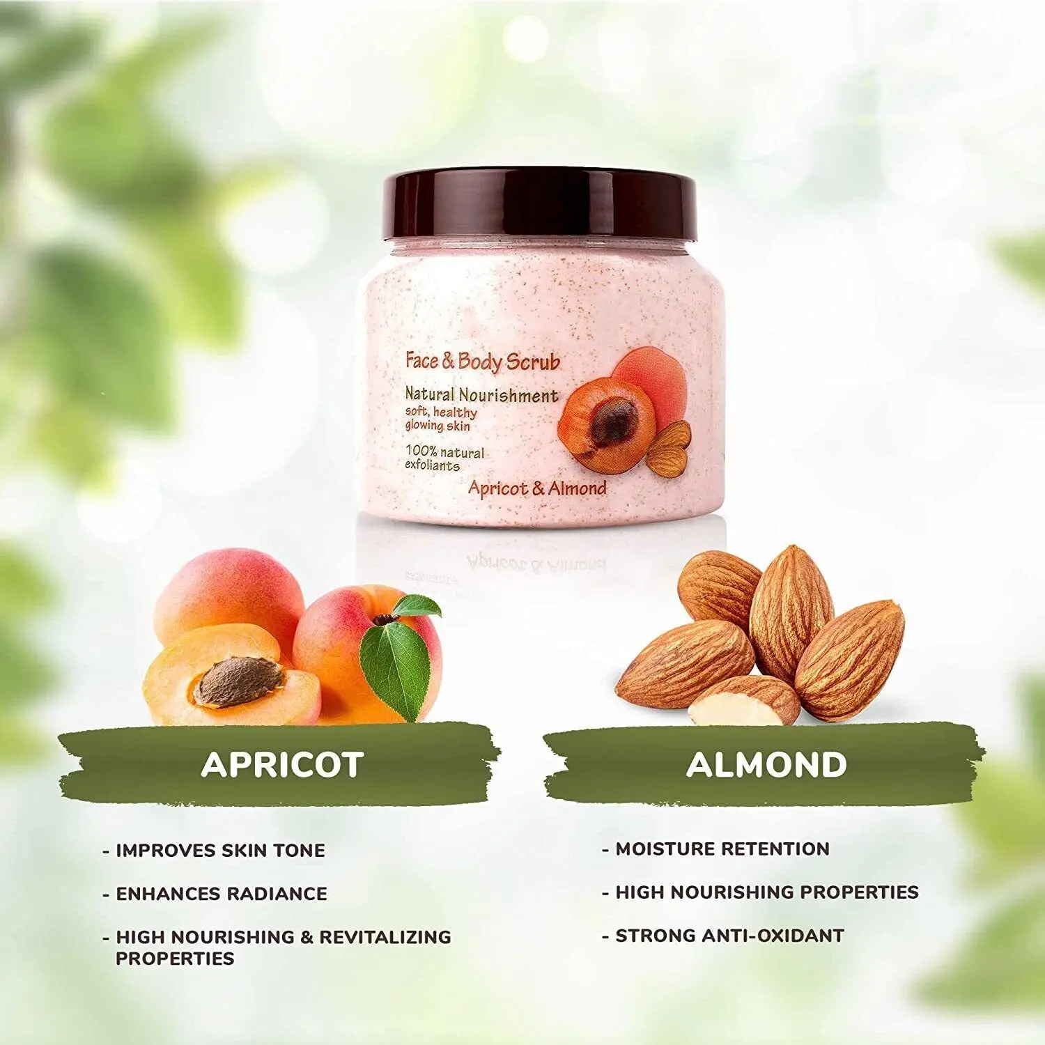 OEM Apricot & Almond Face and Body Scrub 300ml Targeted Exfoliating Cream